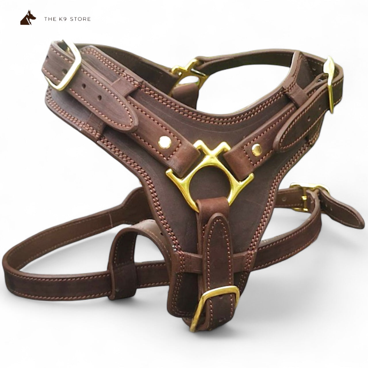 The K9 Store Premium Dog Harness Made In Vegetable Tanned Leather – Handcrafted, Soft Padded, and Durable With Brass Hardware