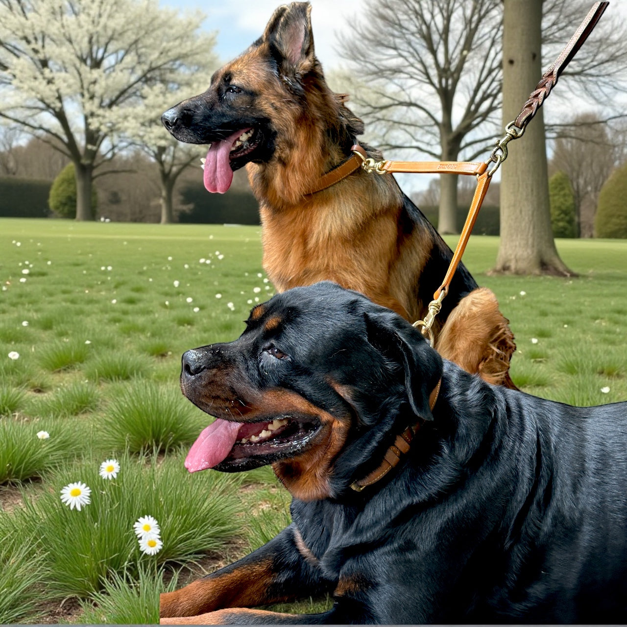 The K9 Store Dual Dog Leather Leash Connector – Adjustable Double Coupler for Walking Two Dogs | Durable Connector for Collars & Harnesses