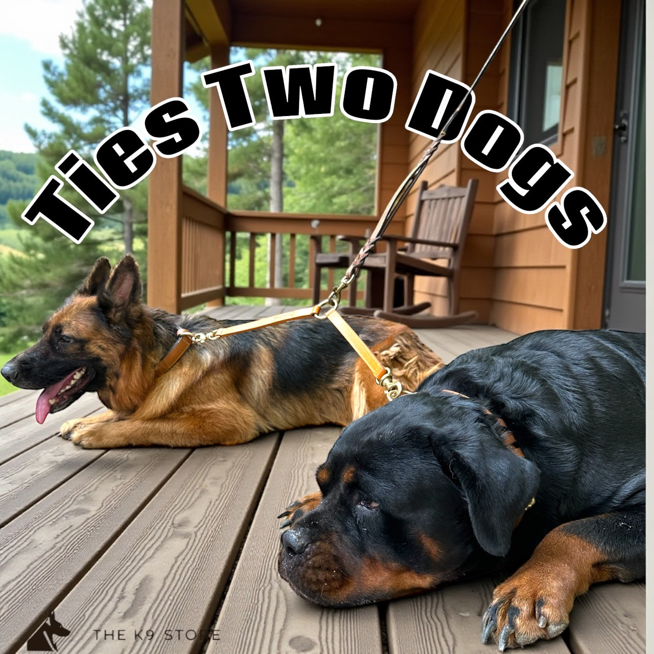 The K9 Store Dual Dog Leather Leash Connector – Adjustable Double Coupler for Walking Two Dogs | Durable Connector for Collars & Harnesses