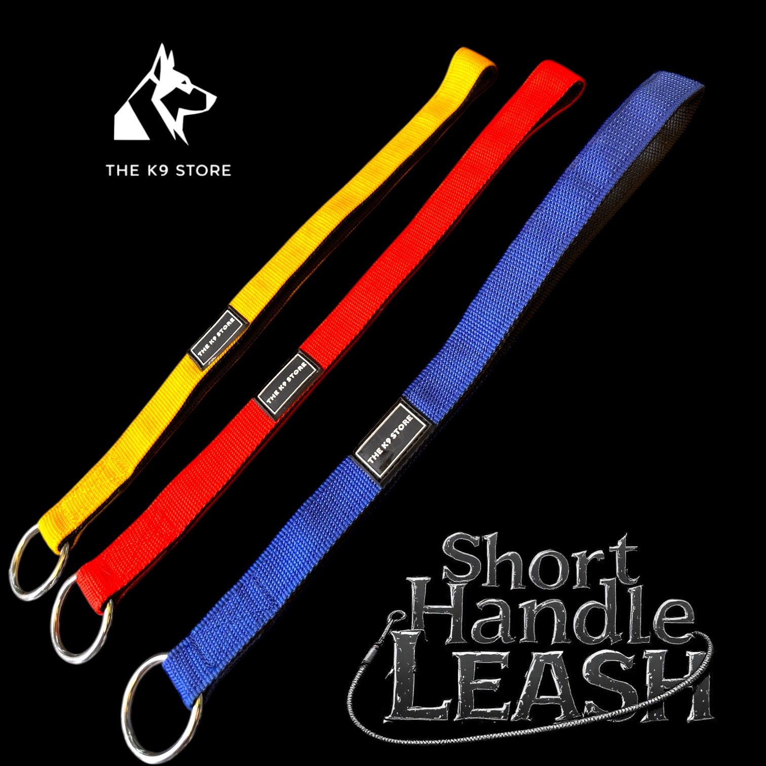 THE K9 STORE Short Handle Dog Leash 17 Inches | Heavy Duty PP Strap with Solid Metal Hook | Control Handle for Training, Walking, Strong Dogs | Short Traffic Lead for Medium & Large Breeds