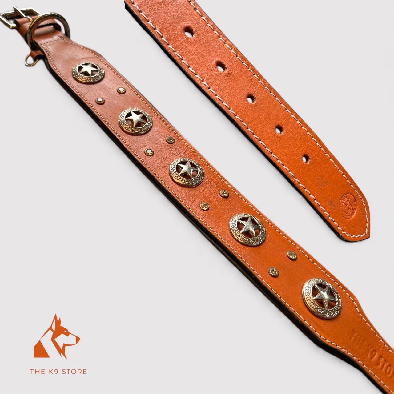 THE K9 STORE Premium Handcrafted Leather Dog Collar with Copper Caps & Padded Cushion – 100% Pure Leather, Brass Hook, Luxury Gift Accessory for Dogs
