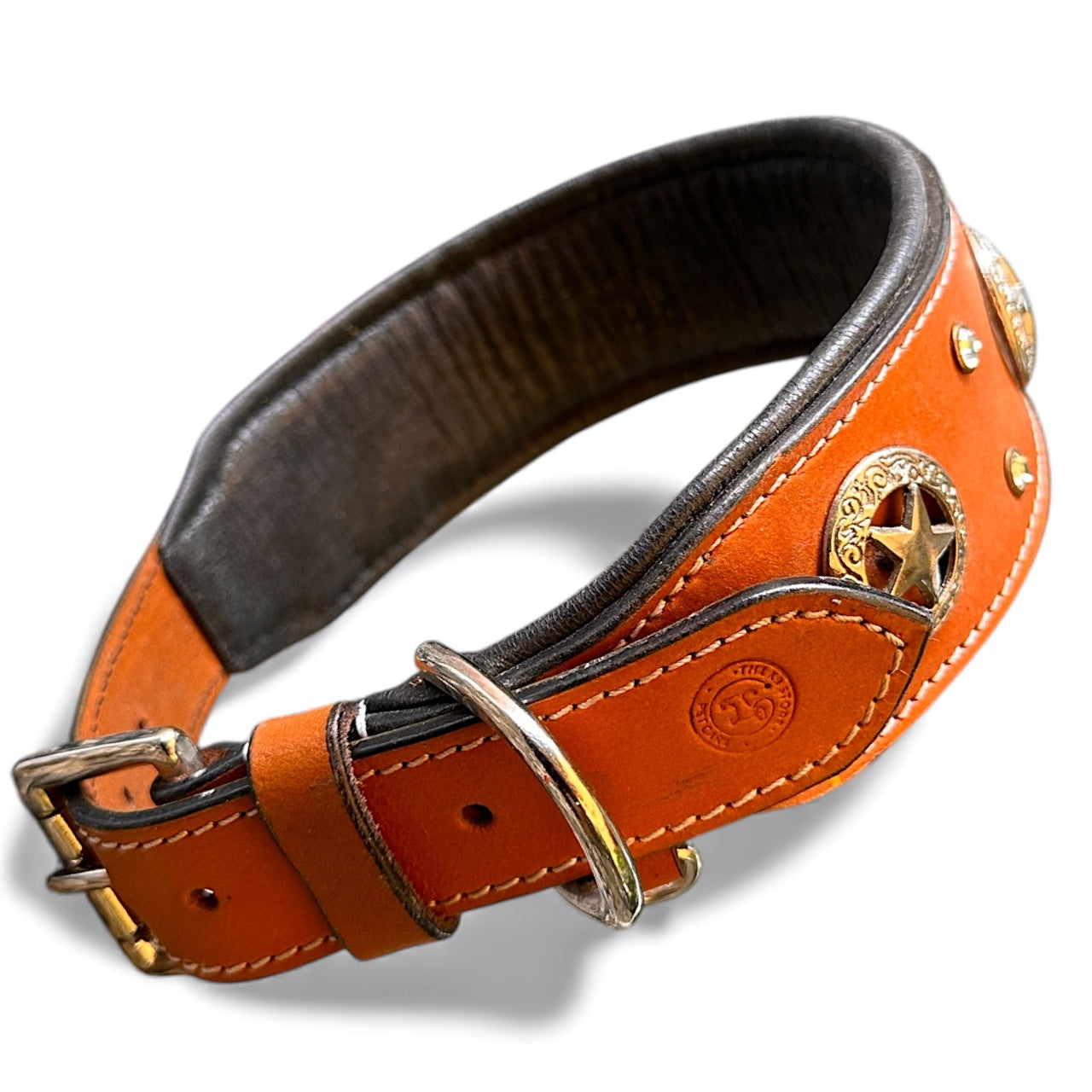 THE K9 STORE Premium Handcrafted Leather Dog Collar with Copper Caps & Padded Cushion – 100% Pure Leather, Brass Hook, Luxury Gift Accessory for Dogs