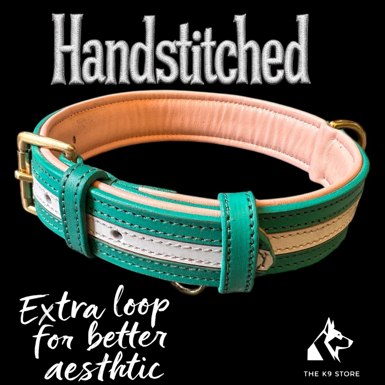 THE K9 STORE Premium Dual-Tone Leather Dog Collars – 4 Sizes (Small, Medium, Large, XL)