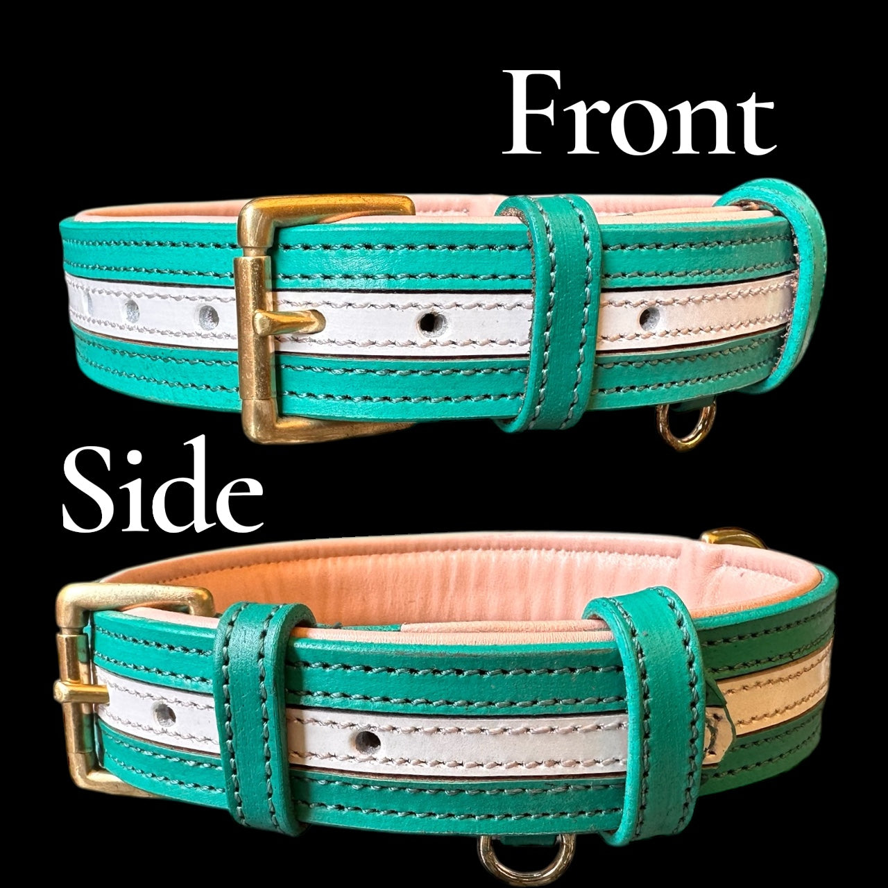 THE K9 STORE Premium Dual-Tone Leather Dog Collars – 4 Sizes (Small, Medium, Large, XL)