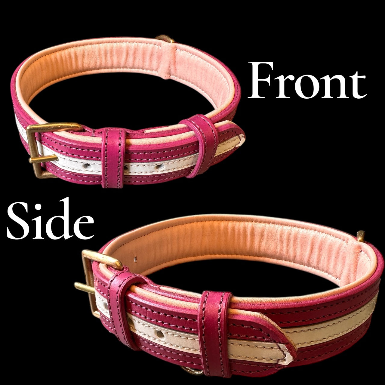 THE K9 STORE Premium Dual-Tone Leather Dog Collars – 4 Sizes (Small, Medium, Large, XL)