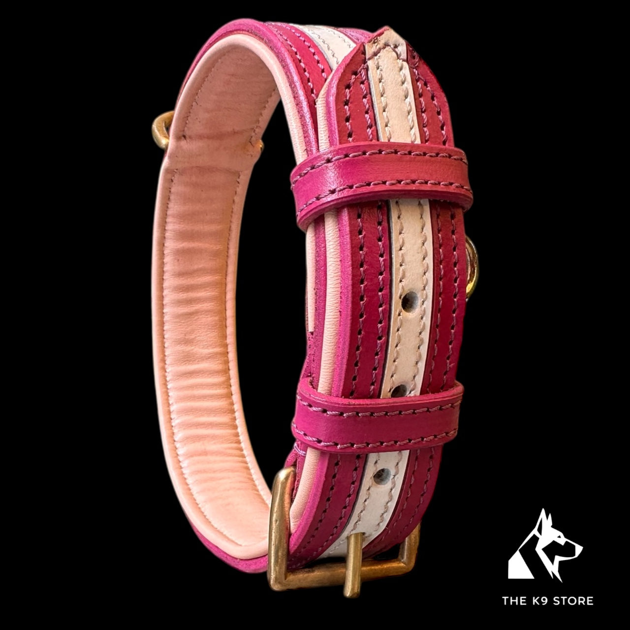 THE K9 STORE Premium Dual-Tone Leather Dog Collars – 4 Sizes (Small, Medium, Large, XL)