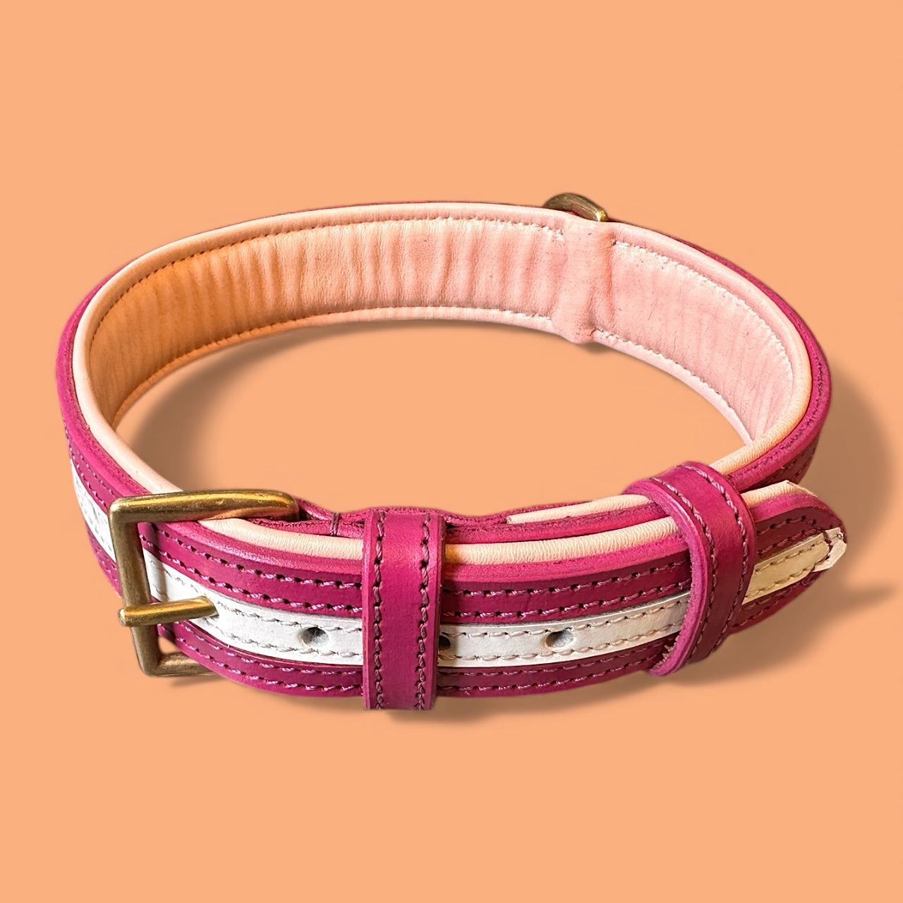 THE K9 STORE Premium Dual-Tone Leather Dog Collars – 4 Sizes (Small, Medium, Large, XL)