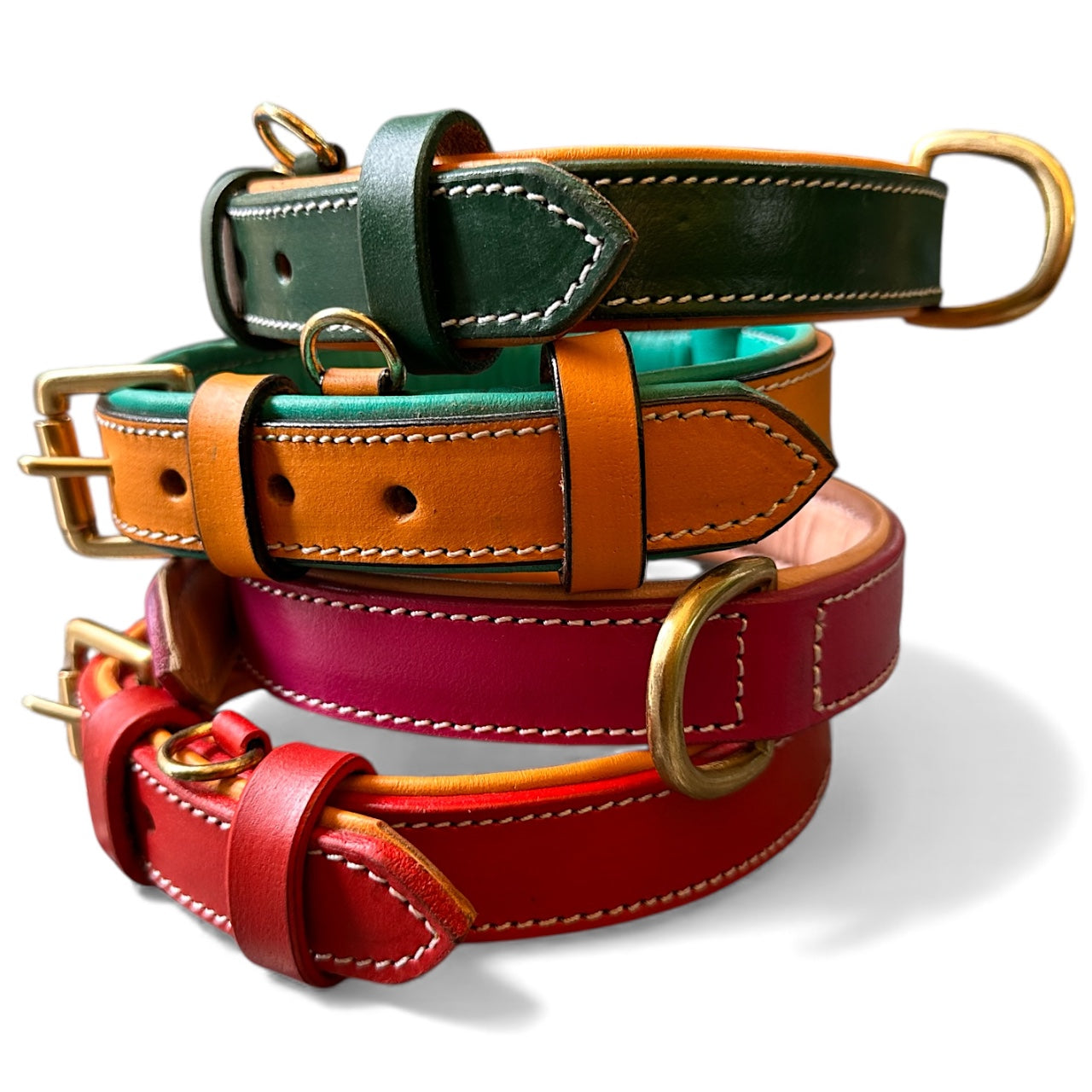 Premium Dual-Tone Padded Leather Dog Collar – Hand-Stitched, Brass Hardware, Ultra-Comfort Cushion – Small to Extra-Large | The K9 Store