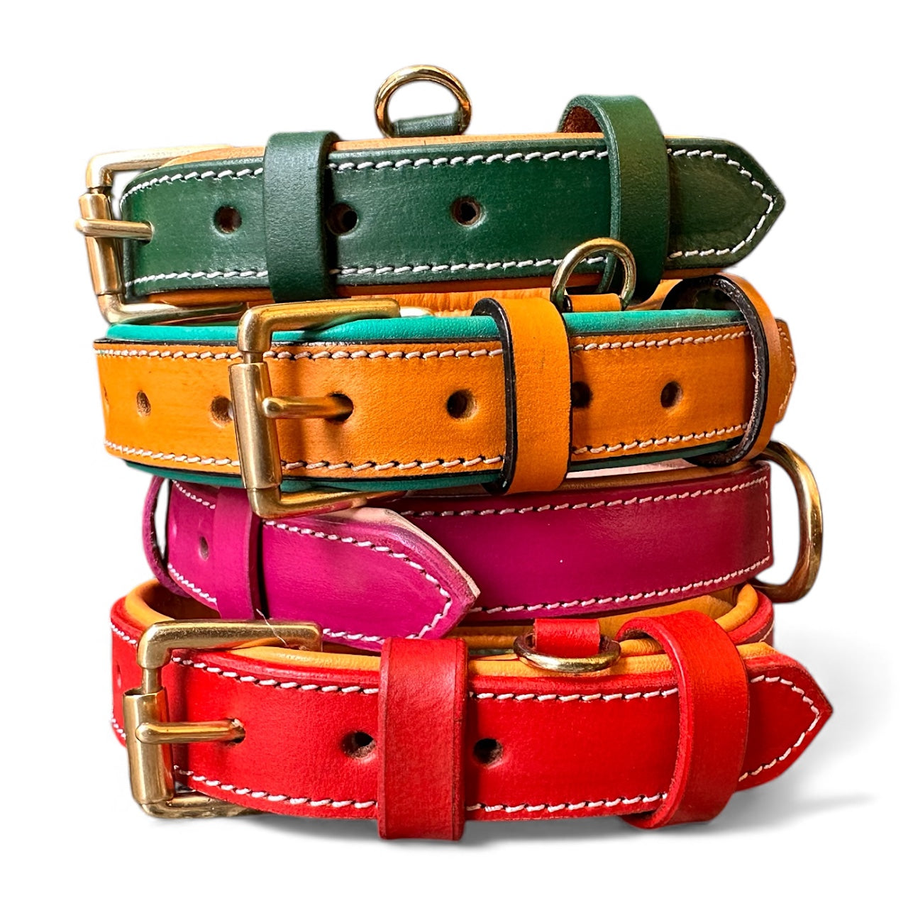 Premium Dual-Tone Padded Leather Dog Collar – Hand-Stitched, Brass Hardware, Ultra-Comfort Cushion – Small to Extra-Large | The K9 Store