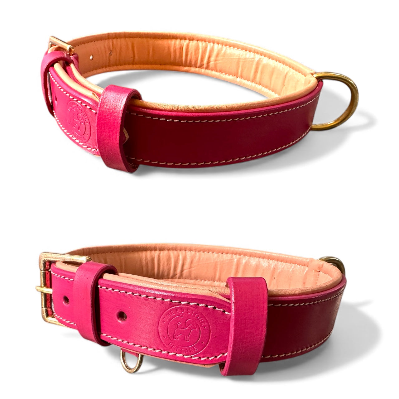 Premium Dual-Tone Padded Leather Dog Collar – Hand-Stitched, Brass Hardware, Ultra-Comfort Cushion – Small to Extra-Large | The K9 Store