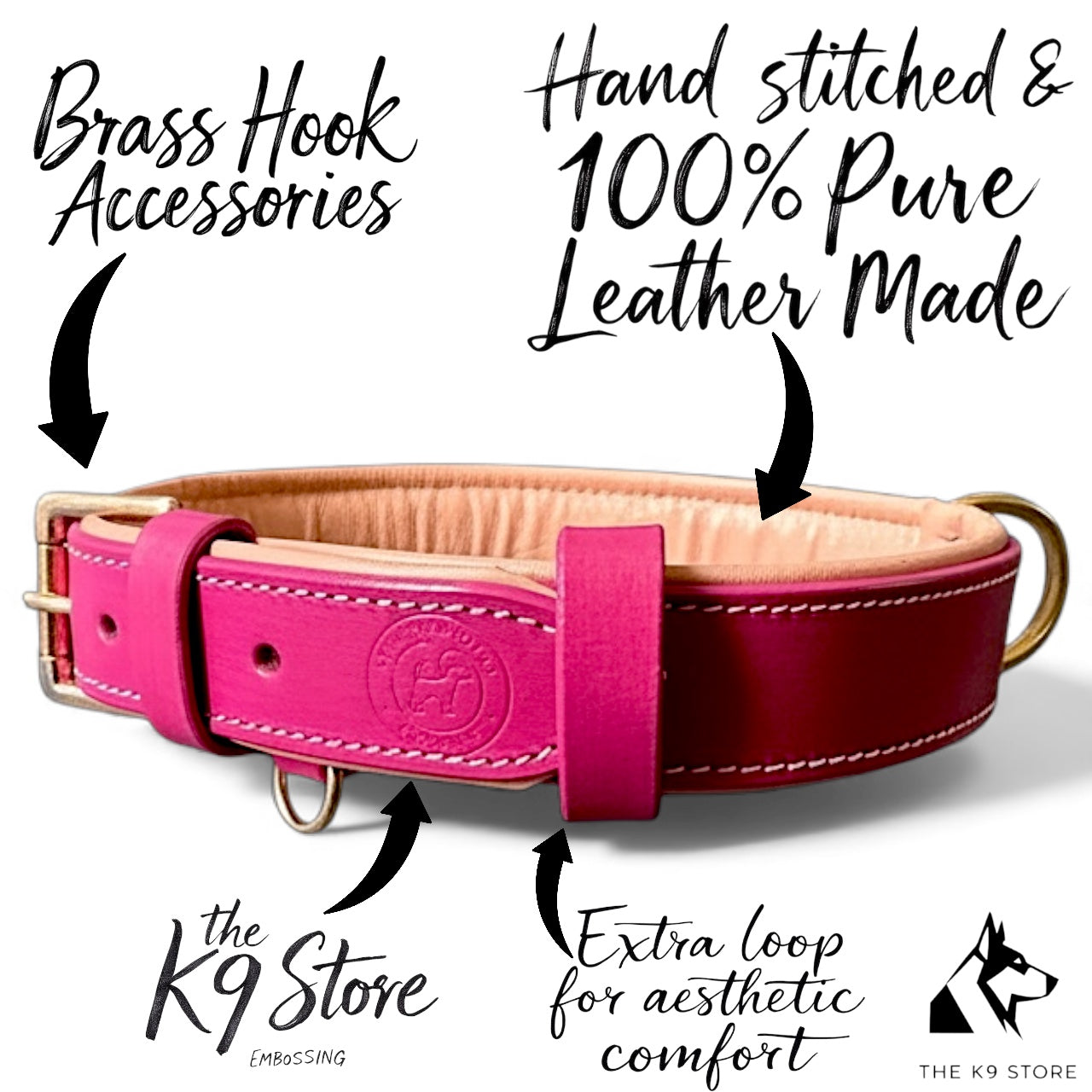 Premium Dual-Tone Padded Leather Dog Collar – Hand-Stitched, Brass Hardware, Ultra-Comfort Cushion – Small to Extra-Large | The K9 Store
