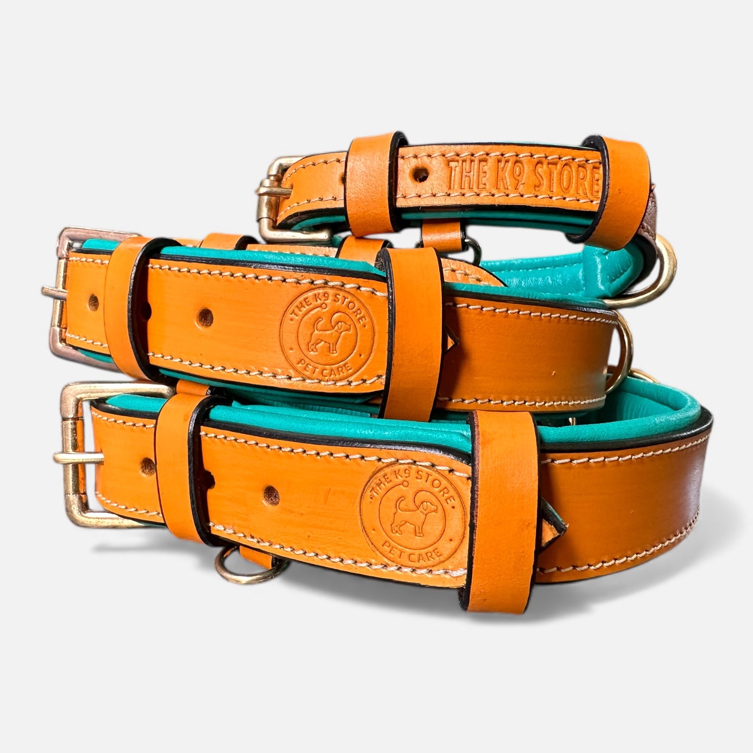 Premium Dual-Tone Padded Leather Dog Collar – Hand-Stitched, Brass Hardware, Ultra-Comfort Cushion – Small to Extra-Large | The K9 Store