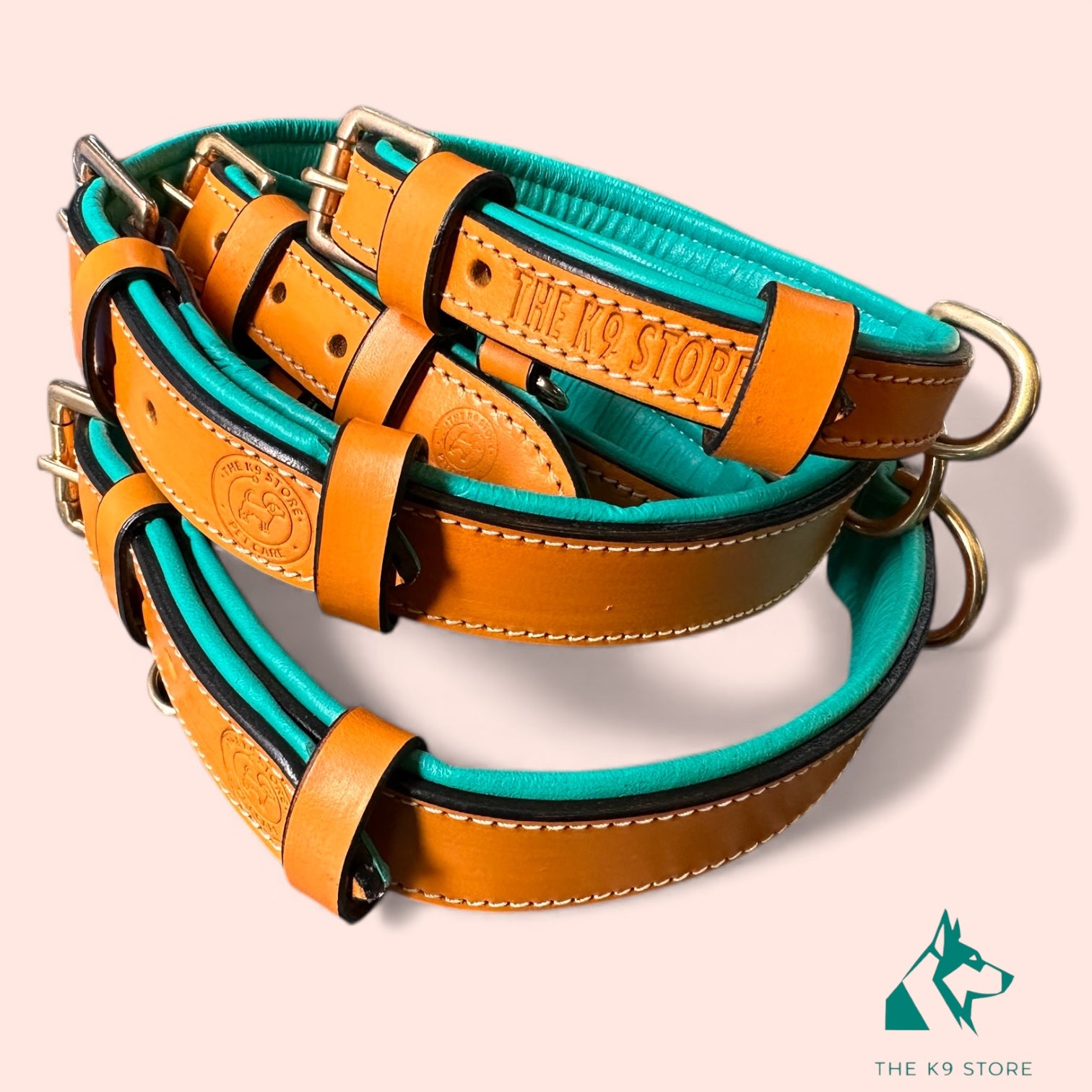 Premium Dual-Tone Padded Leather Dog Collar – Hand-Stitched, Brass Hardware, Ultra-Comfort Cushion – Small to Extra-Large | The K9 Store