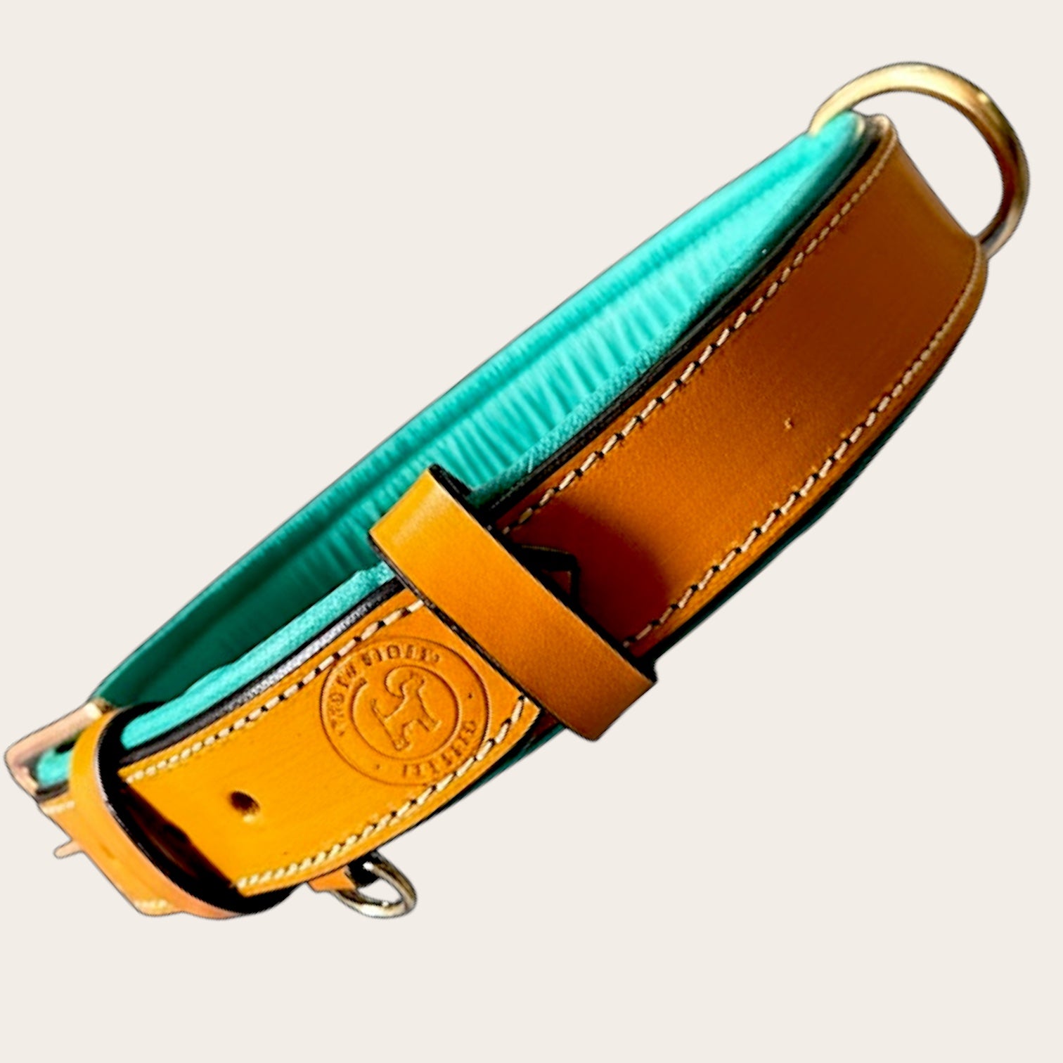 Premium Dual-Tone Padded Leather Dog Collar – Hand-Stitched, Brass Hardware, Ultra-Comfort Cushion – Small to Extra-Large | The K9 Store