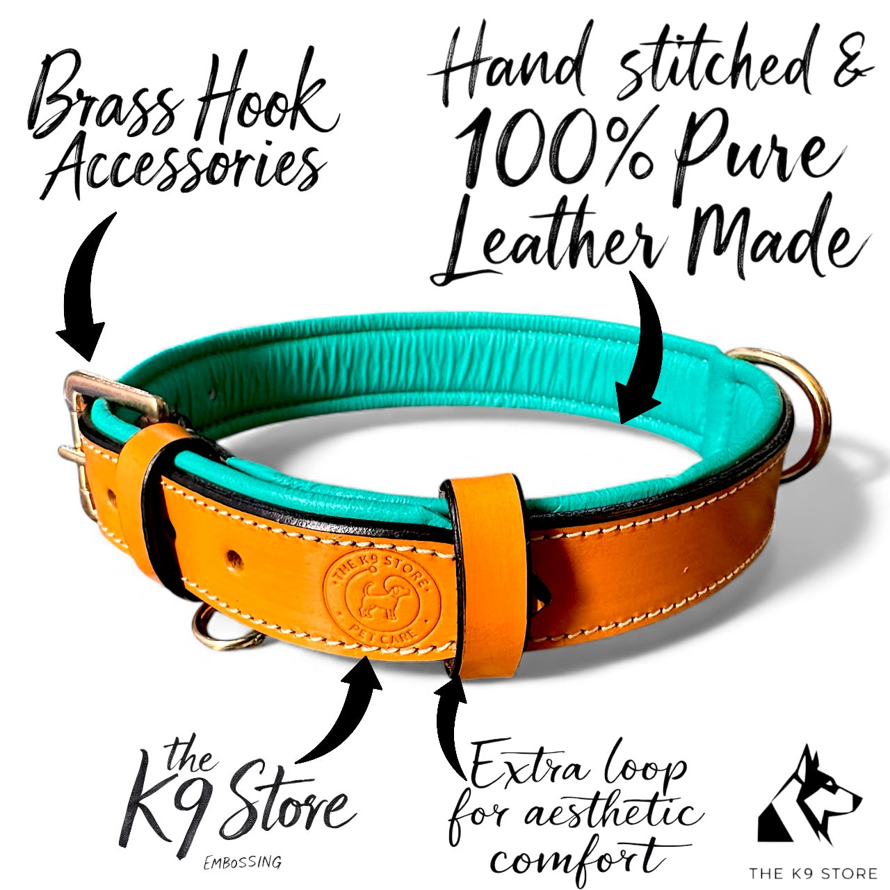 Premium Dual-Tone Padded Leather Dog Collar – Hand-Stitched, Brass Hardware, Ultra-Comfort Cushion – Small to Extra-Large | The K9 Store