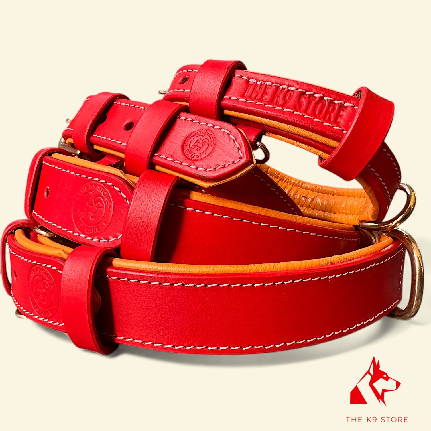 Premium Dual-Tone Padded Leather Dog Collar – Hand-Stitched, Brass Hardware, Ultra-Comfort Cushion – Small to Extra-Large | The K9 Store