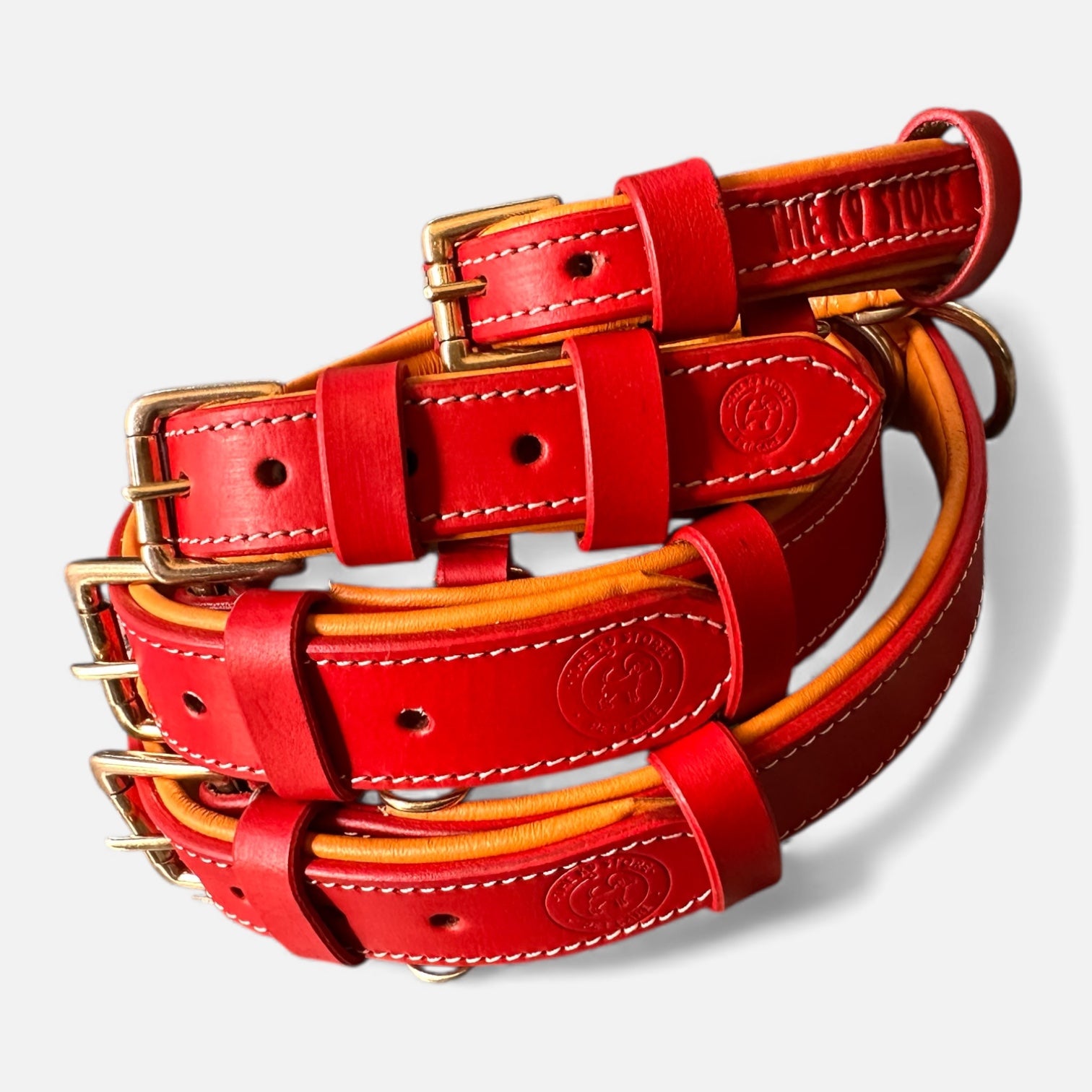 Premium Dual-Tone Padded Leather Dog Collar – Hand-Stitched, Brass Hardware, Ultra-Comfort Cushion – Small to Extra-Large | The K9 Store