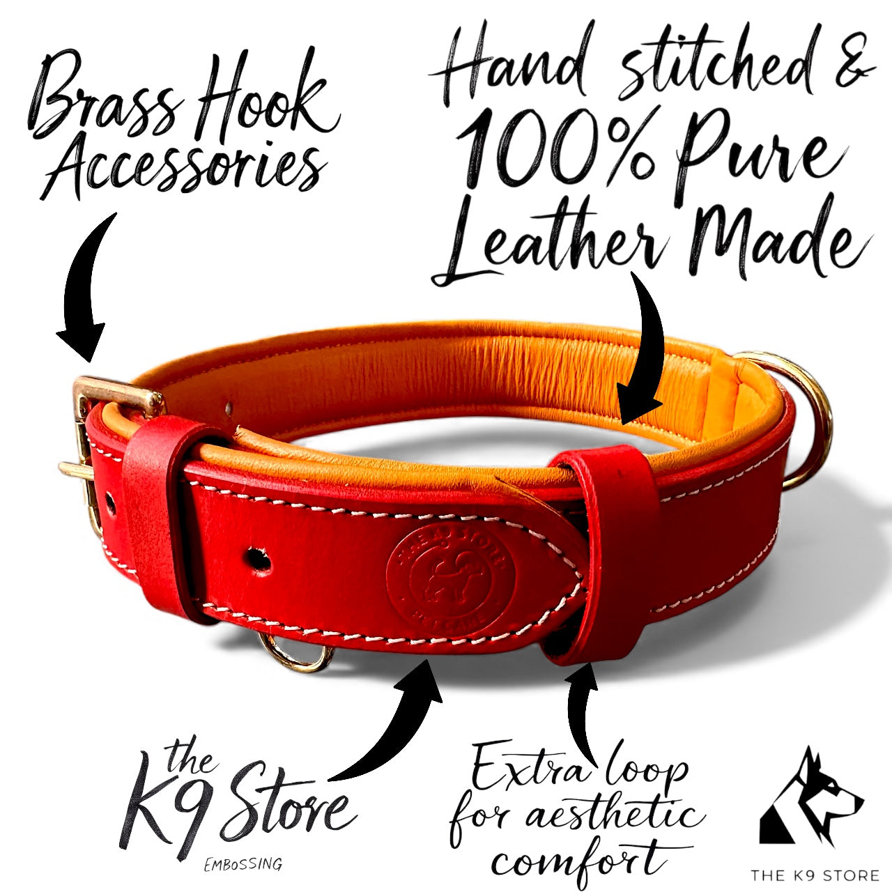 Premium Dual-Tone Padded Leather Dog Collar – Hand-Stitched, Brass Hardware, Ultra-Comfort Cushion – Small to Extra-Large | The K9 Store