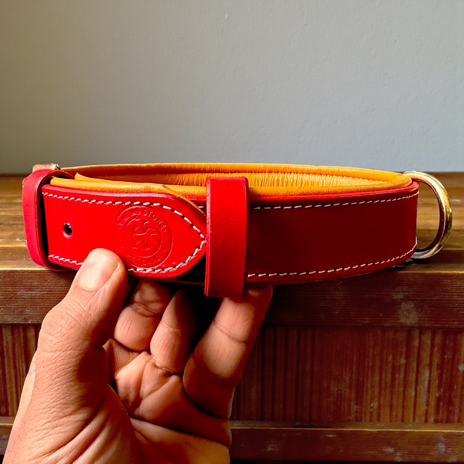 Premium Dual-Tone Padded Leather Dog Collar – Hand-Stitched, Brass Hardware, Ultra-Comfort Cushion – Small to Extra-Large | The K9 Store