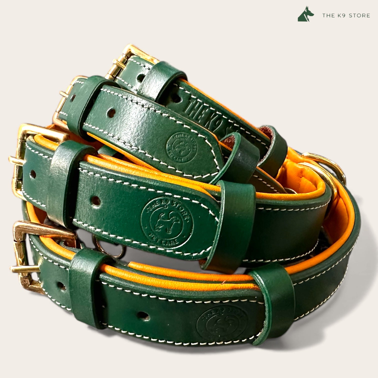 Premium Dual-Tone Padded Leather Dog Collar – Hand-Stitched, Brass Hardware, Ultra-Comfort Cushion – Small to Extra-Large | The K9 Store