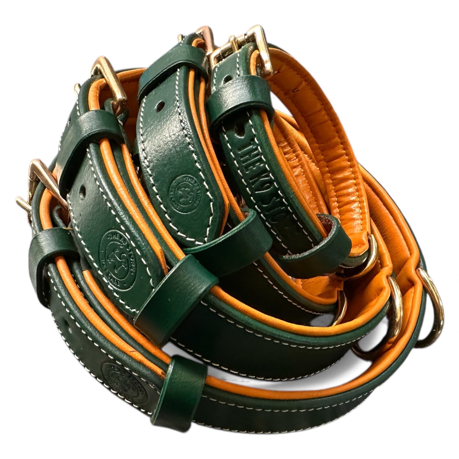 Premium Dual-Tone Padded Leather Dog Collar – Hand-Stitched, Brass Hardware, Ultra-Comfort Cushion – Small to Extra-Large | The K9 Store