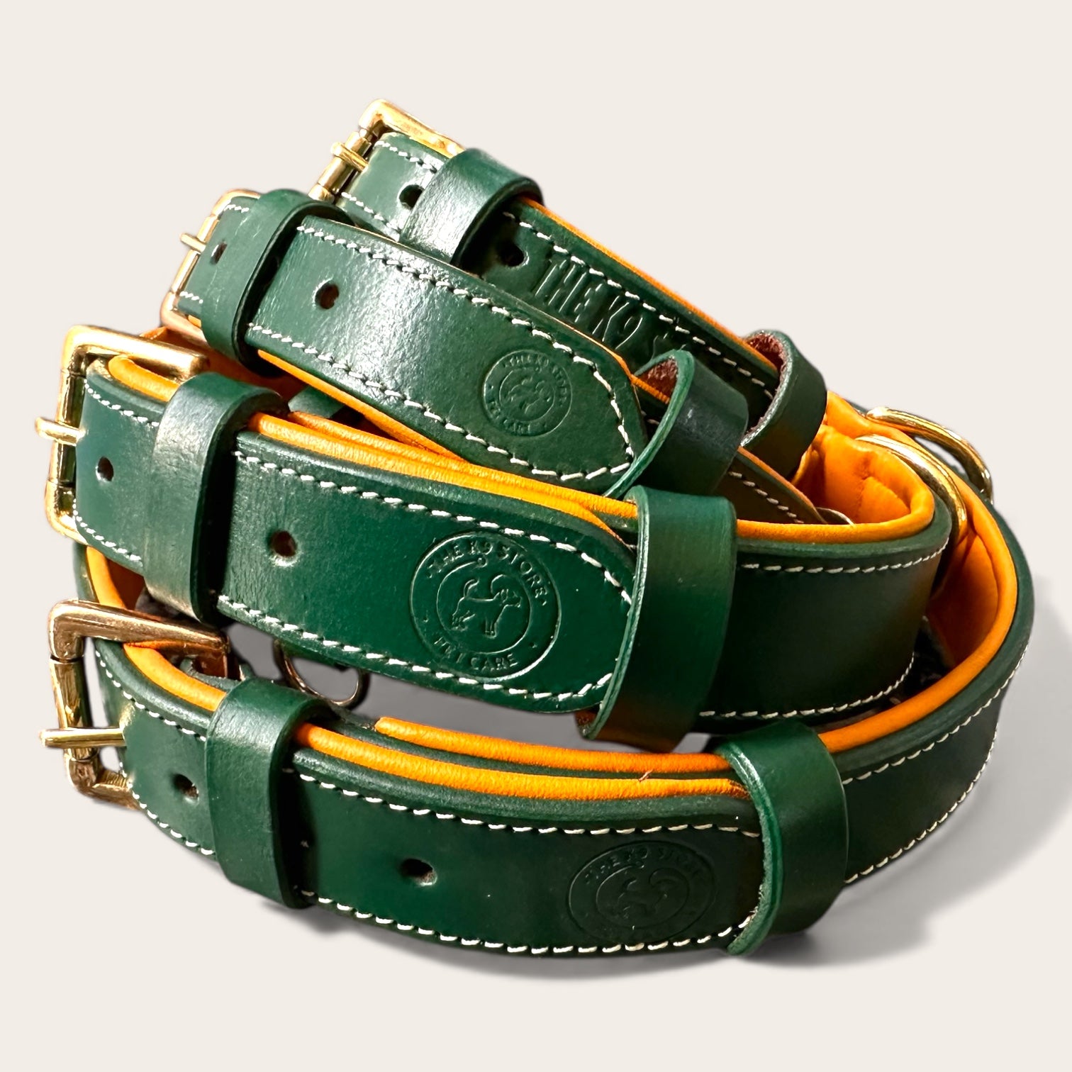 Premium Dual-Tone Padded Leather Dog Collar – Hand-Stitched, Brass Hardware, Ultra-Comfort Cushion – Small to Extra-Large | The K9 Store