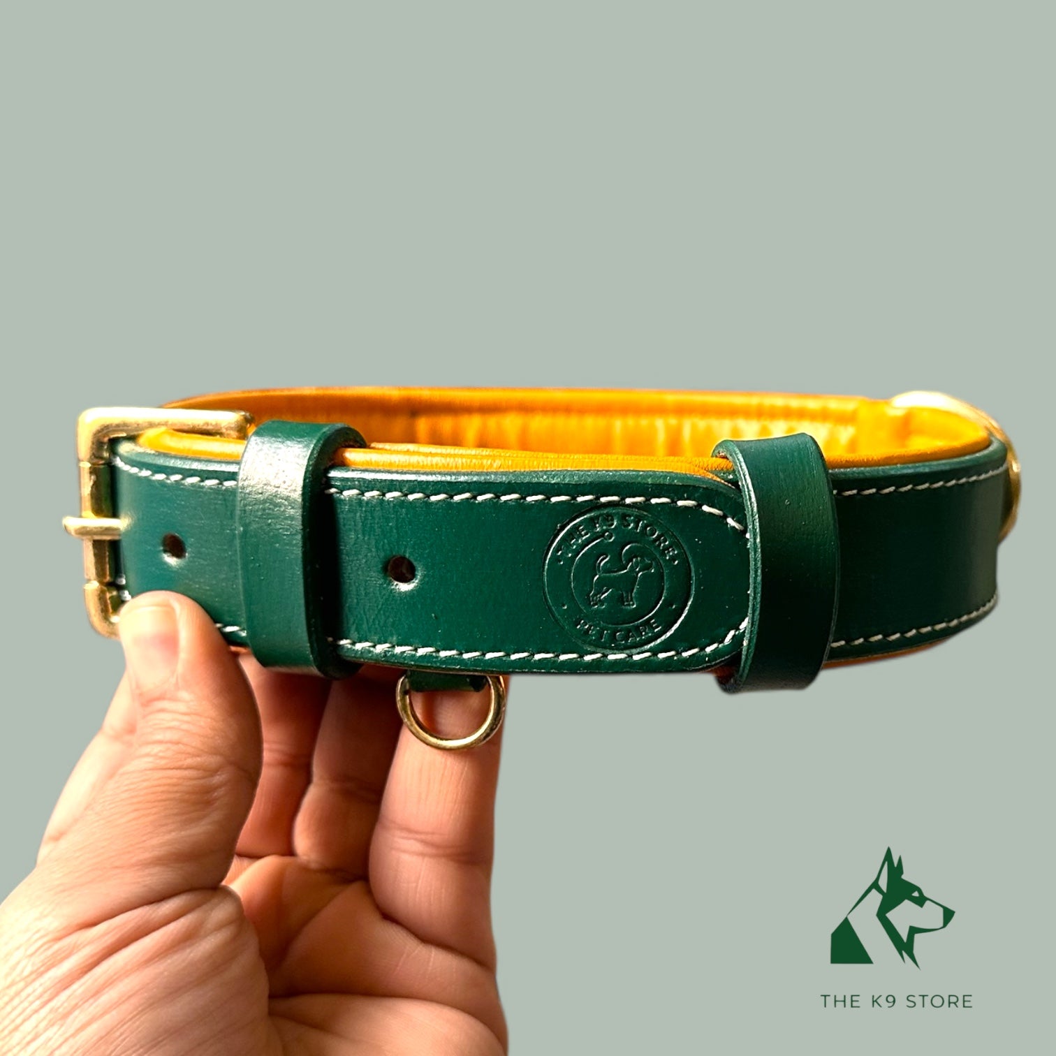 Premium Dual-Tone Padded Leather Dog Collar – Hand-Stitched, Brass Hardware, Ultra-Comfort Cushion – Small to Extra-Large | The K9 Store