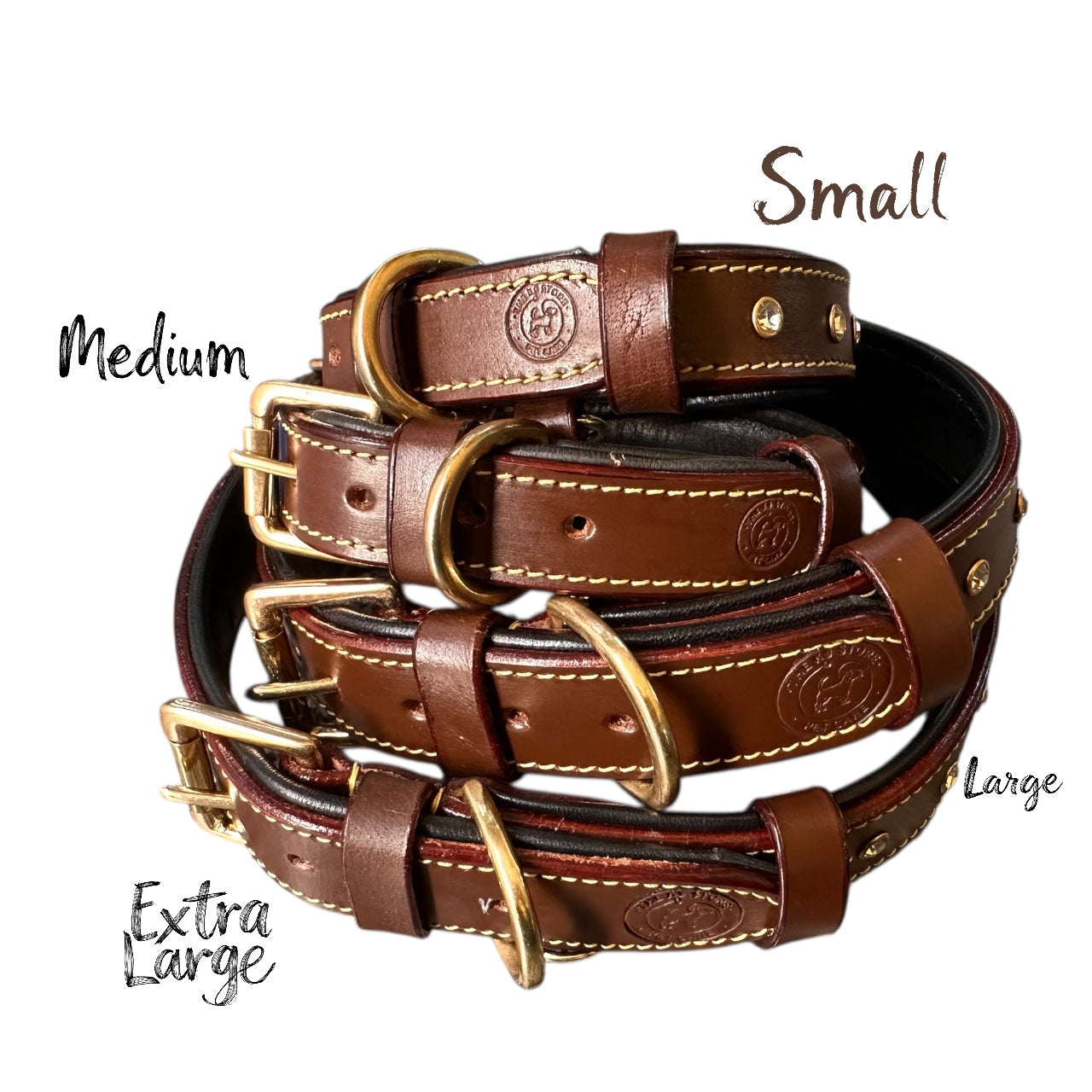Premium Handstitched Dual Shade Leather Dog Collar with Brass Hardware and Studs | THE K9 STORE