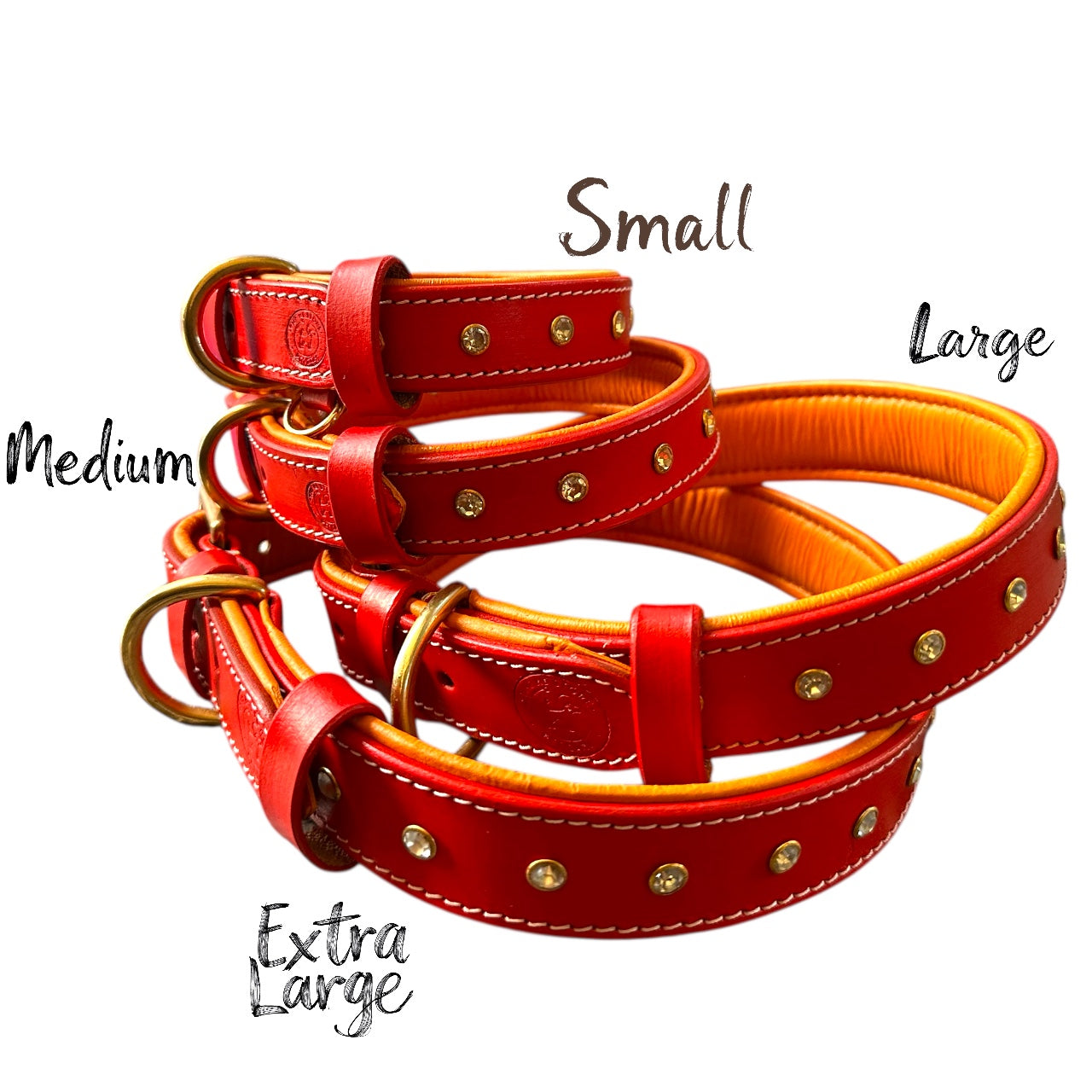 Premium Handstitched Dual Shade Leather Dog Collar with Brass Hardware and Studs | THE K9 STORE