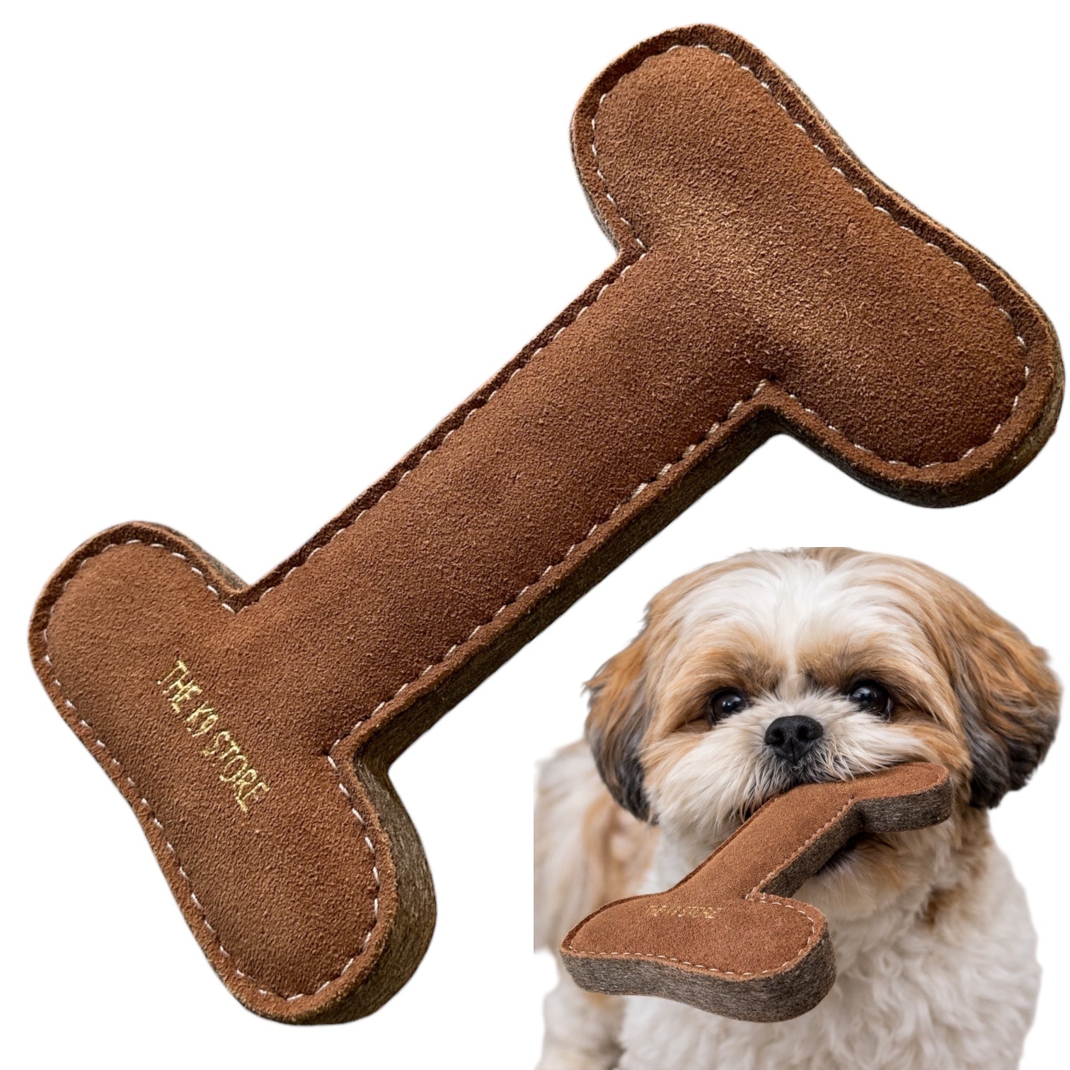 TUFF TOYS by THE K9 STORE, Heavy Duty Chew Toys for Dogs, Natural Leather and Wool, Dental Chew with Cotton Rope, Multiple Shapes and Sizes