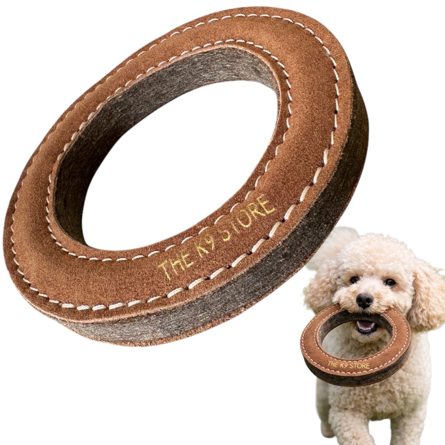 TUFF TOYS by THE K9 STORE, Heavy Duty Chew Toys for Dogs, Natural Leather and Wool, Dental Chew with Cotton Rope, Multiple Shapes and Sizes