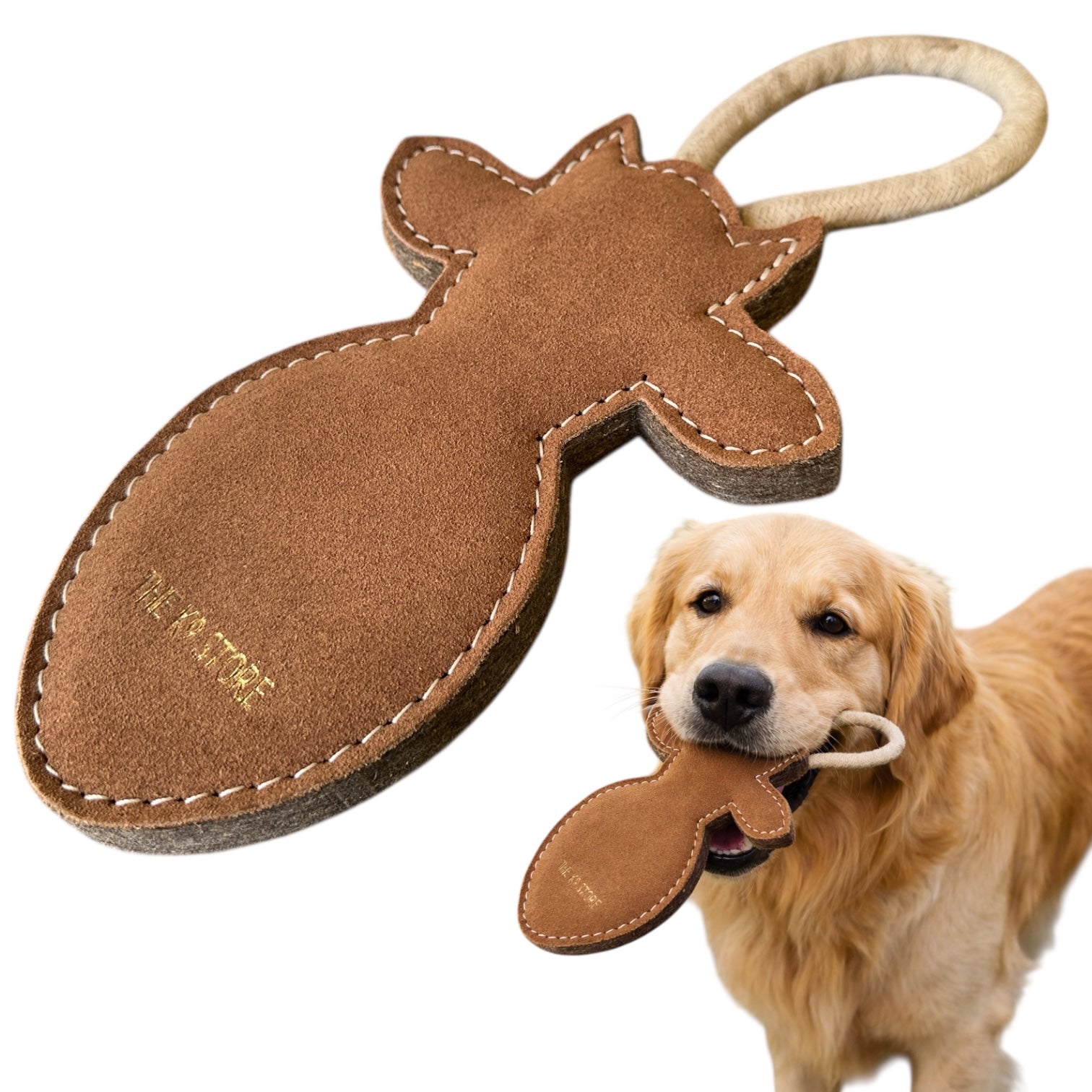 TUFF TOYS by THE K9 STORE, Heavy Duty Chew Toys for Dogs, Natural Leather and Wool, Dental Chew with Cotton Rope, Multiple Shapes and Sizes