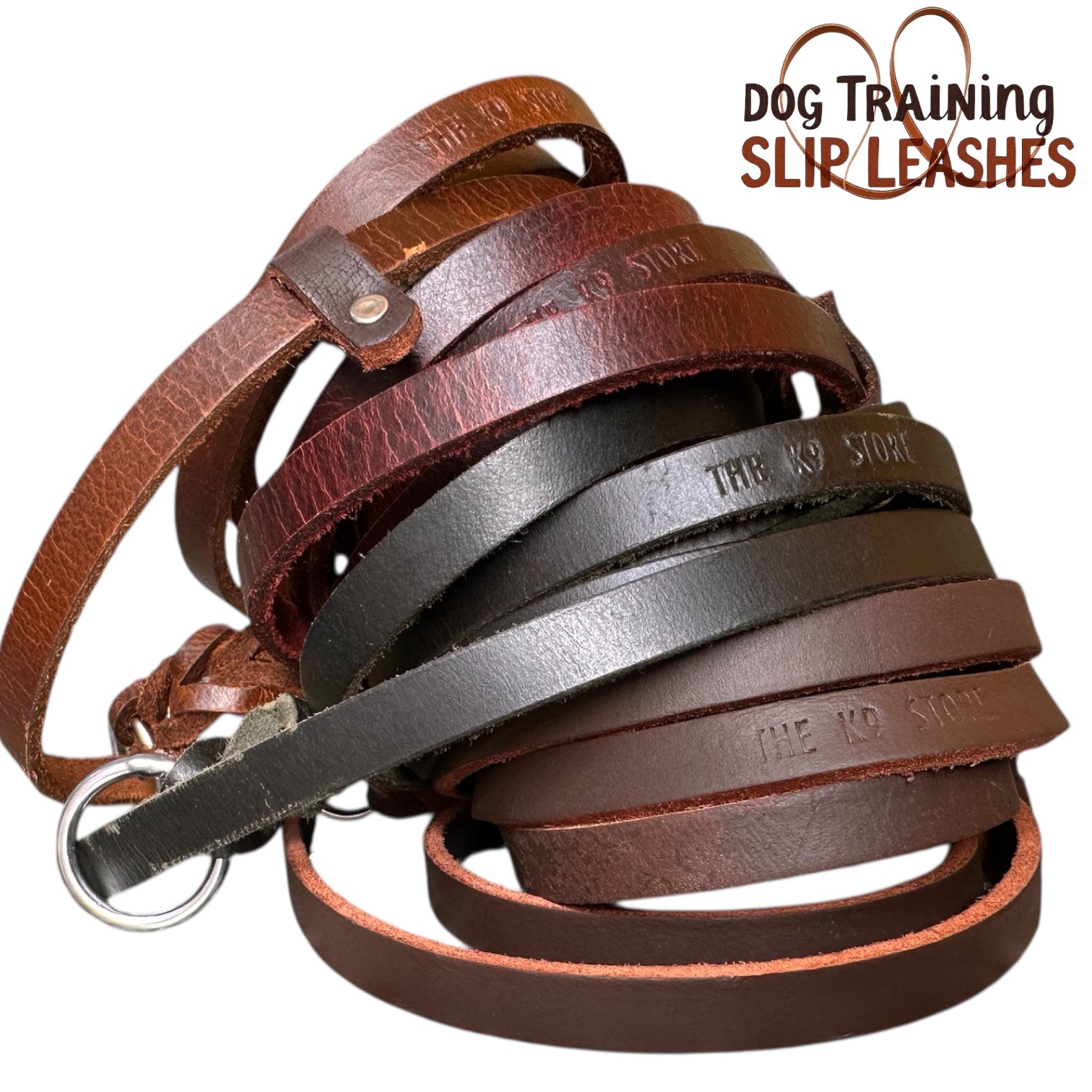 THE K9 STORE Leather Dog Show Slip Leash, 6 Feet and 10 Feet, 4 mm Thick, 0.5 Inch Wide, Adult Dogs, K9 Training, Dog Shows, India