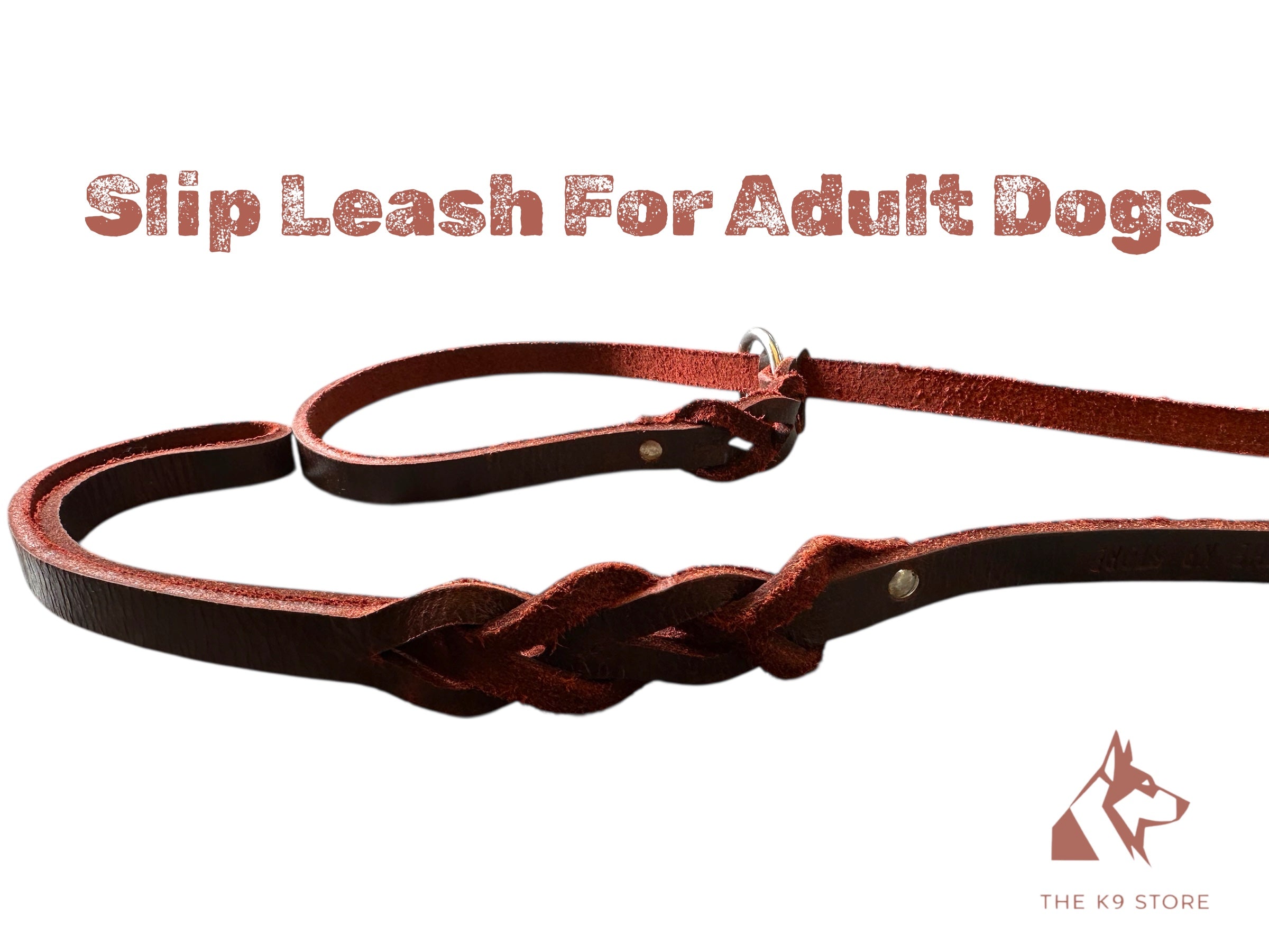 THE K9 STORE Leather Dog Show Slip Leash, 6 Feet and 10 Feet, 4 mm Thick, 0.5 Inch Wide, Adult Dogs, K9 Training, Dog Shows, India