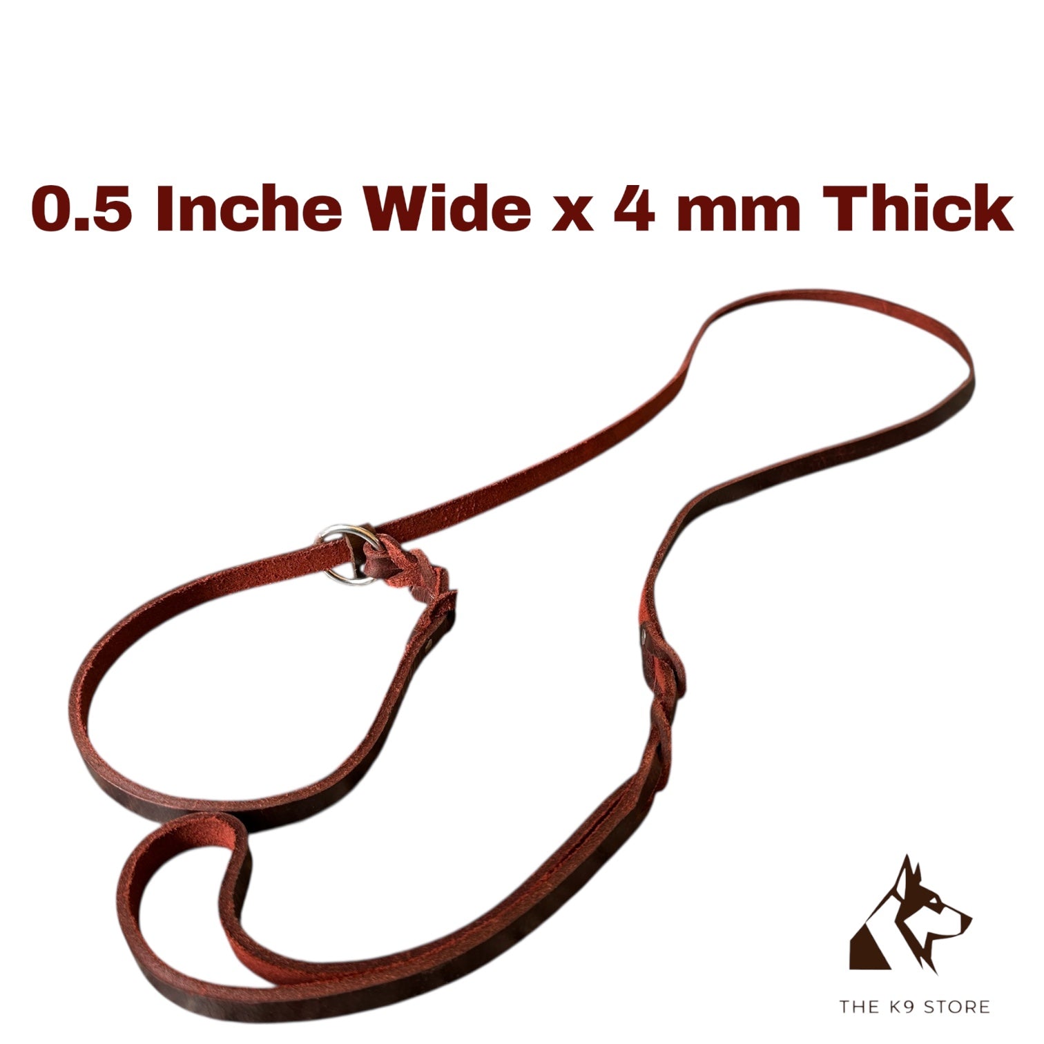 THE K9 STORE Leather Dog Show Slip Leash, 6 Feet and 10 Feet, 4 mm Thick, 0.5 Inch Wide, Adult Dogs, K9 Training, Dog Shows, India