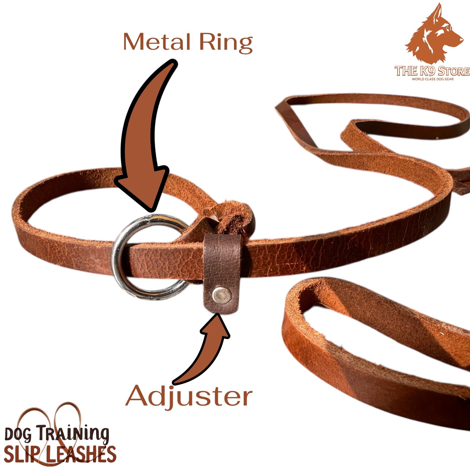 THE K9 STORE Leather Dog Show Slip Leash, 6 Feet and 10 Feet, 4 mm Thick, 0.5 Inch Wide, Adult Dogs, K9 Training, Dog Shows, India