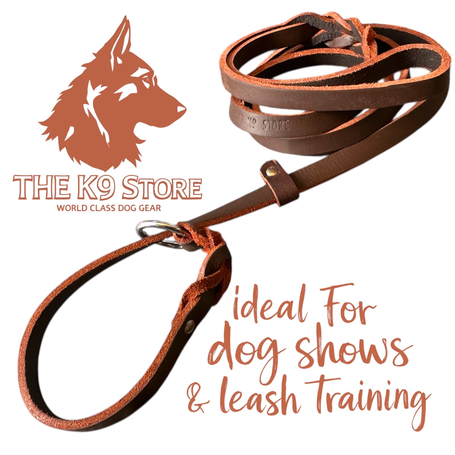 THE K9 STORE Leather Dog Show Slip Leash, 6 Feet and 10 Feet, 4 mm Thick, 0.5 Inch Wide, Adult Dogs, K9 Training, Dog Shows, India