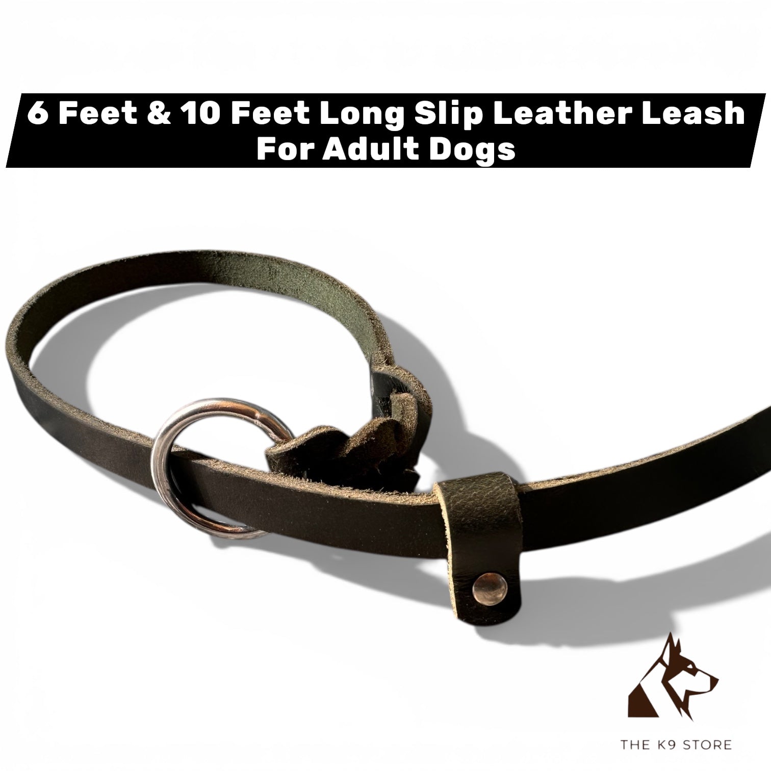THE K9 STORE Leather Dog Show Slip Leash, 6 Feet and 10 Feet, 4 mm Thick, 0.5 Inch Wide, Adult Dogs, K9 Training, Dog Shows, India