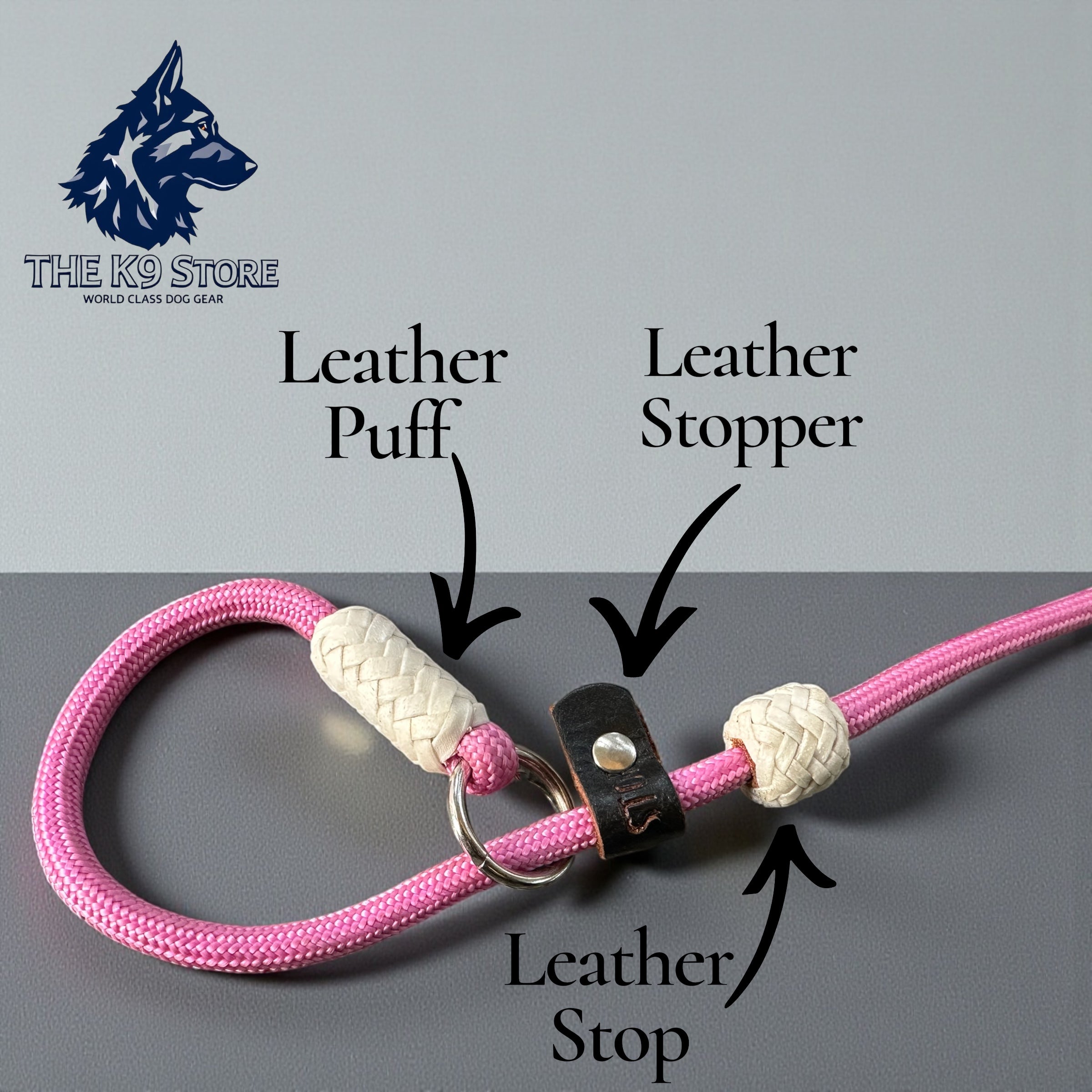 6 Feet Nylon Slip Leash for Dog Training | Leather Stopper & Puff | Puppy & Adult Dogs | Pink, Black & Red | THE K9 STORE