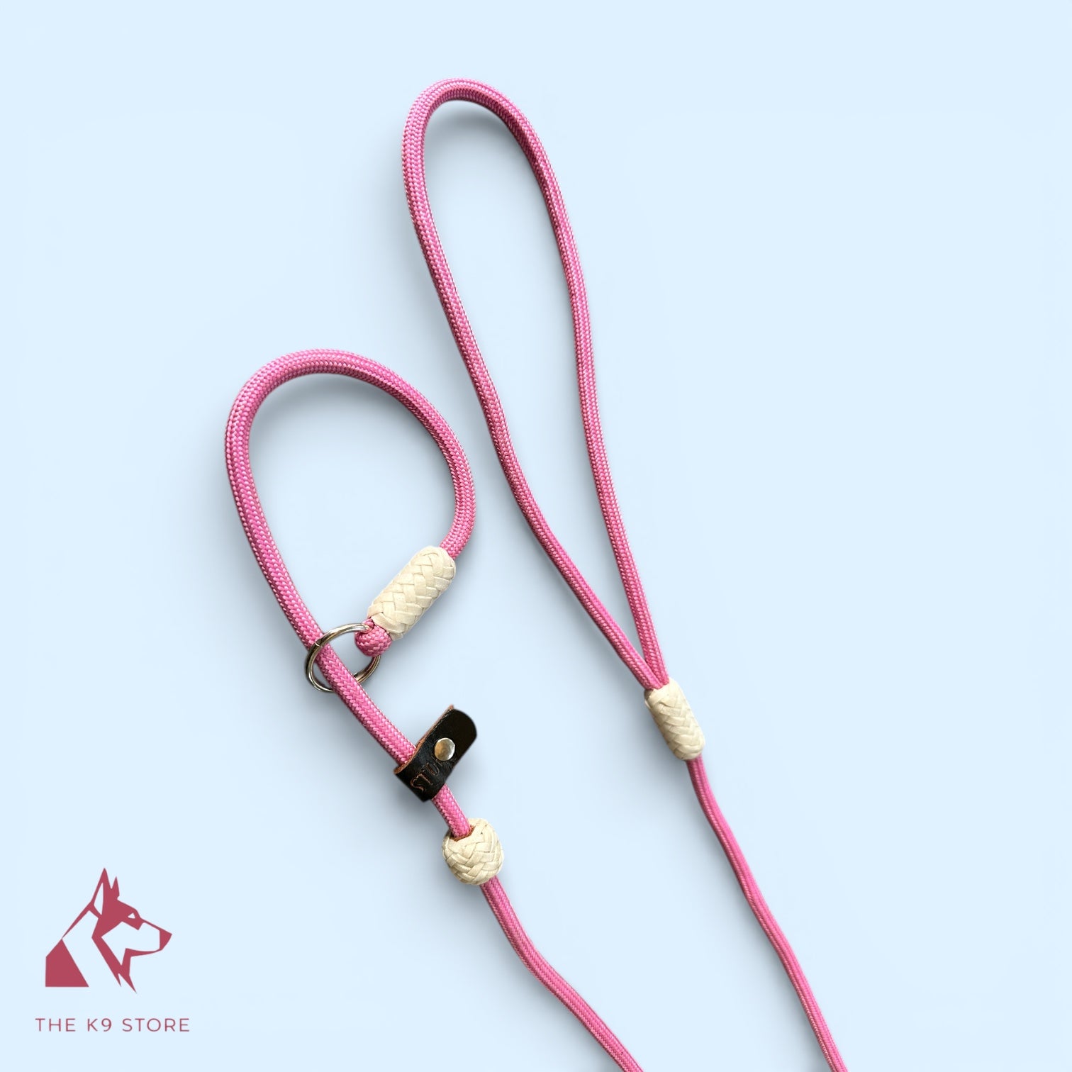 6 Feet Nylon Slip Leash for Dog Training | Leather Stopper & Puff | Puppy & Adult Dogs | Pink, Black & Red | THE K9 STORE