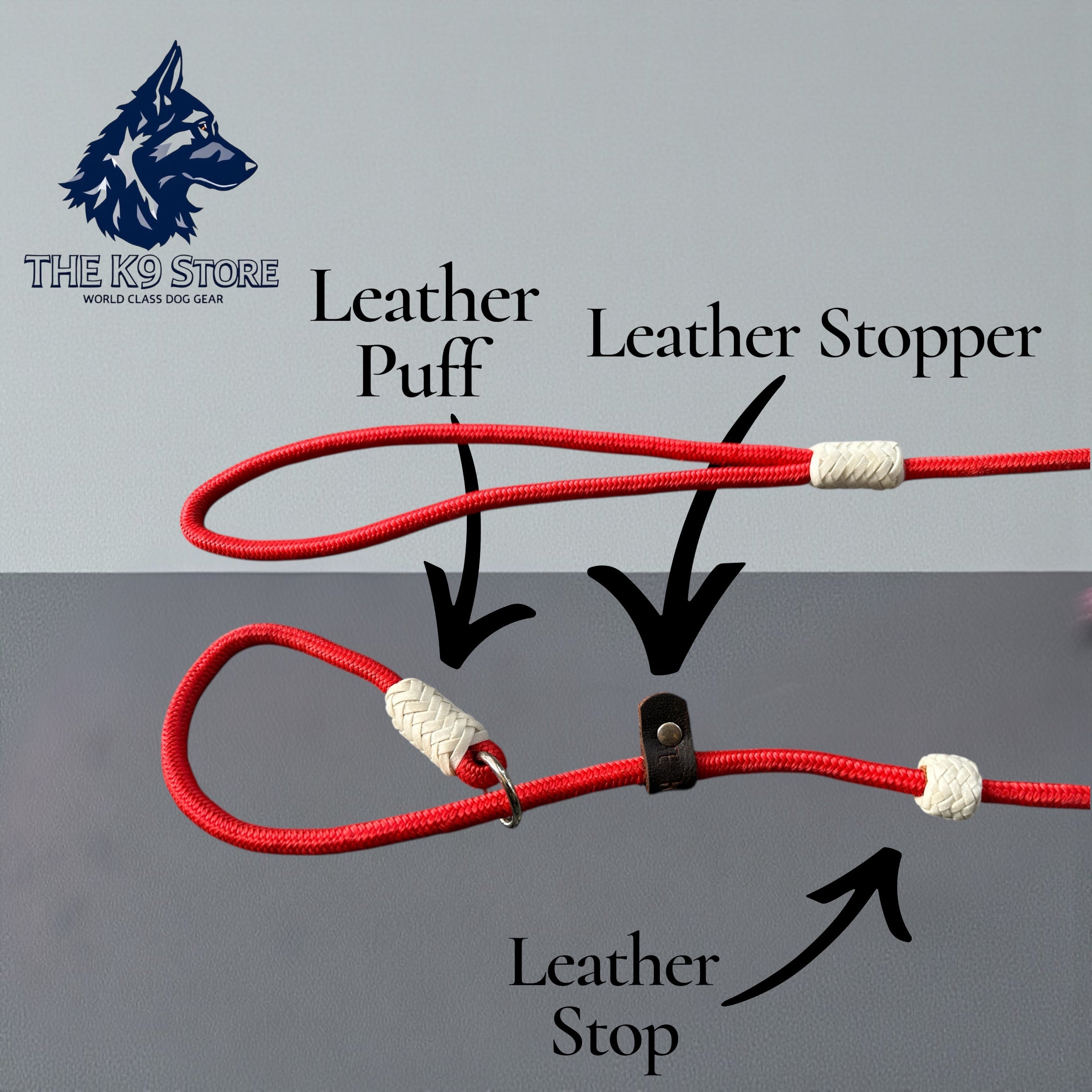 6 Feet Nylon Slip Leash for Dog Training | Leather Stopper & Puff | Puppy & Adult Dogs | Pink, Black & Red | THE K9 STORE