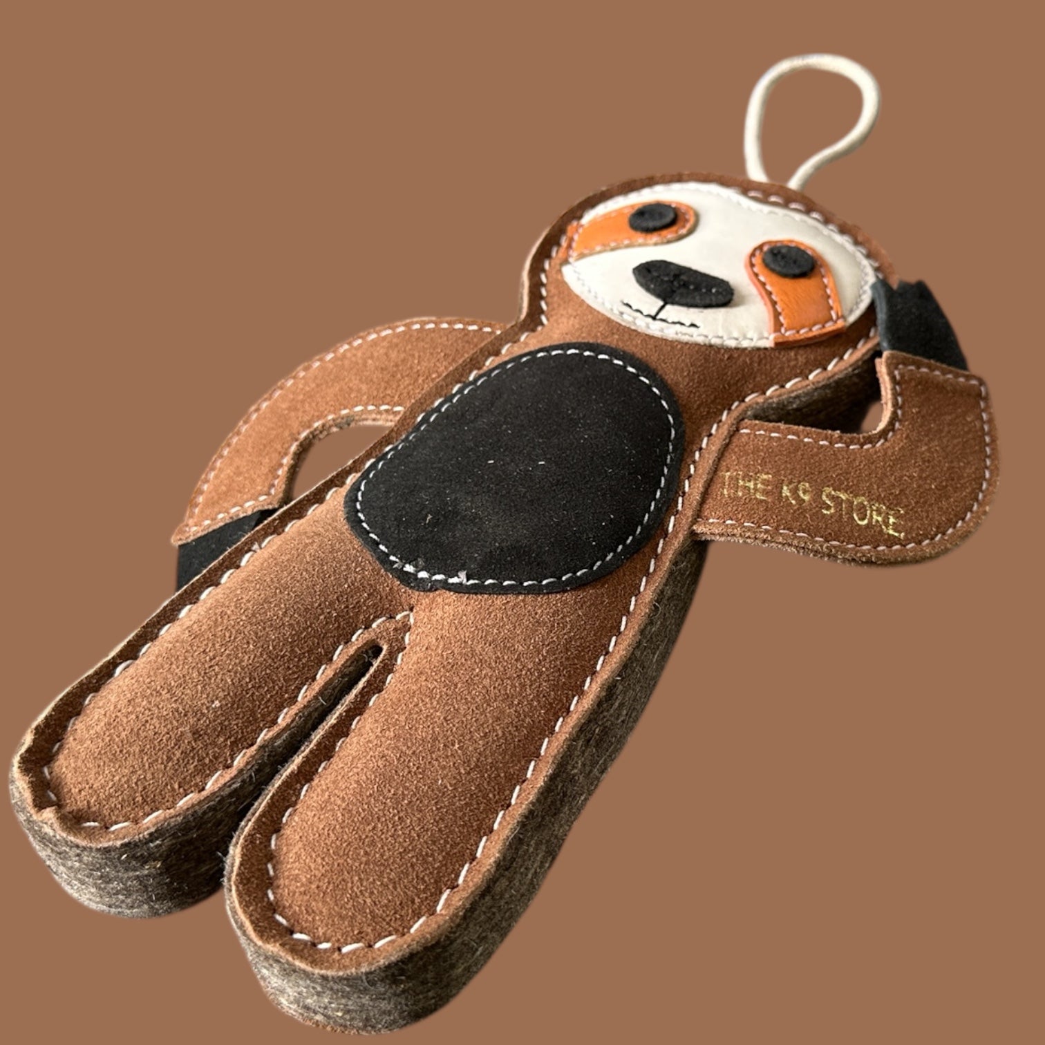 TUFF TOYS Leather Sloth Chew Toy for Dogs | Heavy-Duty Natural Leather & Wool Dental Toy with Cotton Rope | Durable Chew Toy for Medium Dogs by THE K9 STORE