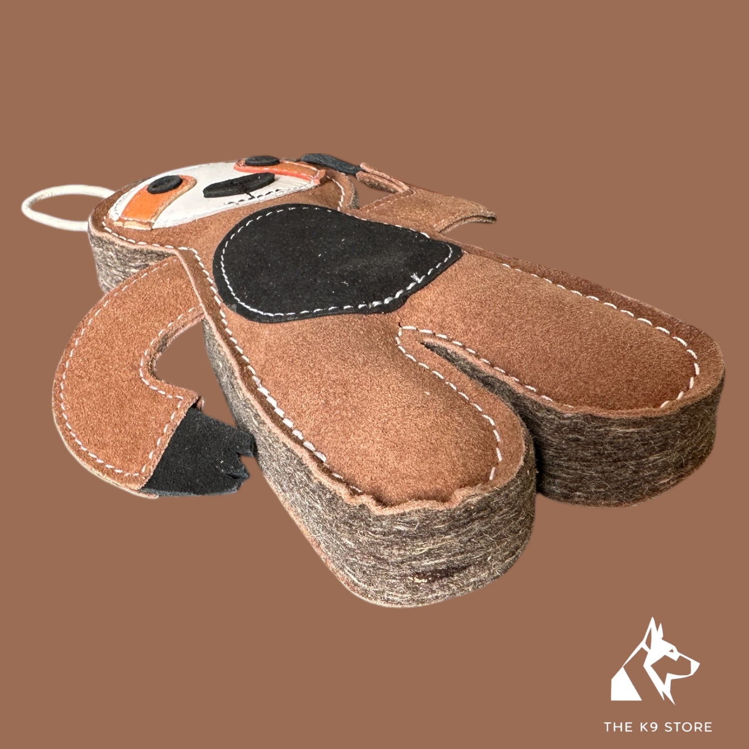 TUFF TOYS Leather Sloth Chew Toy for Dogs | Heavy-Duty Natural Leather & Wool Dental Toy with Cotton Rope | Durable Chew Toy for Medium Dogs by THE K9 STORE