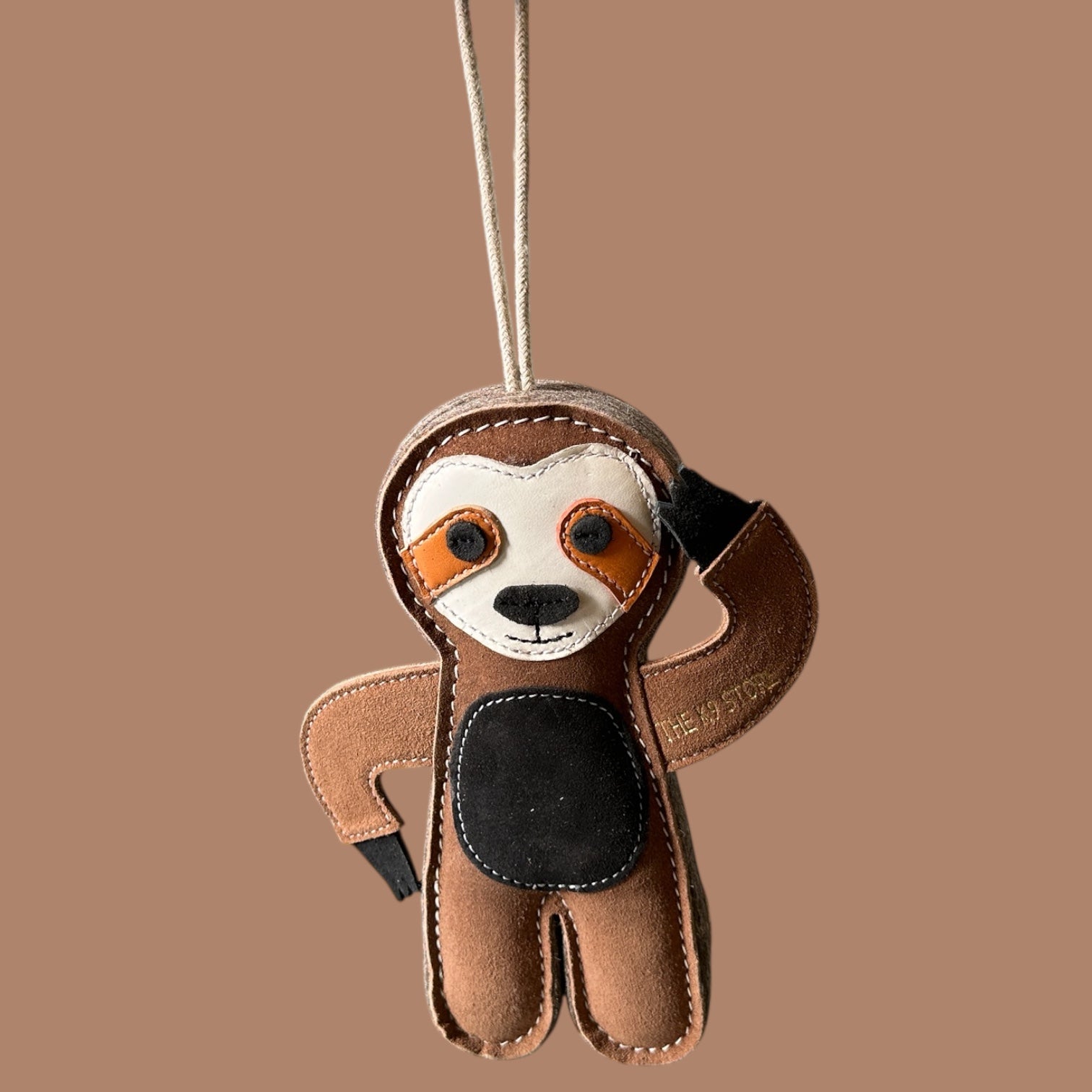 TUFF TOYS Leather Sloth Chew Toy for Dogs | Heavy-Duty Natural Leather & Wool Dental Toy with Cotton Rope | Durable Chew Toy for Medium Dogs by THE K9 STORE