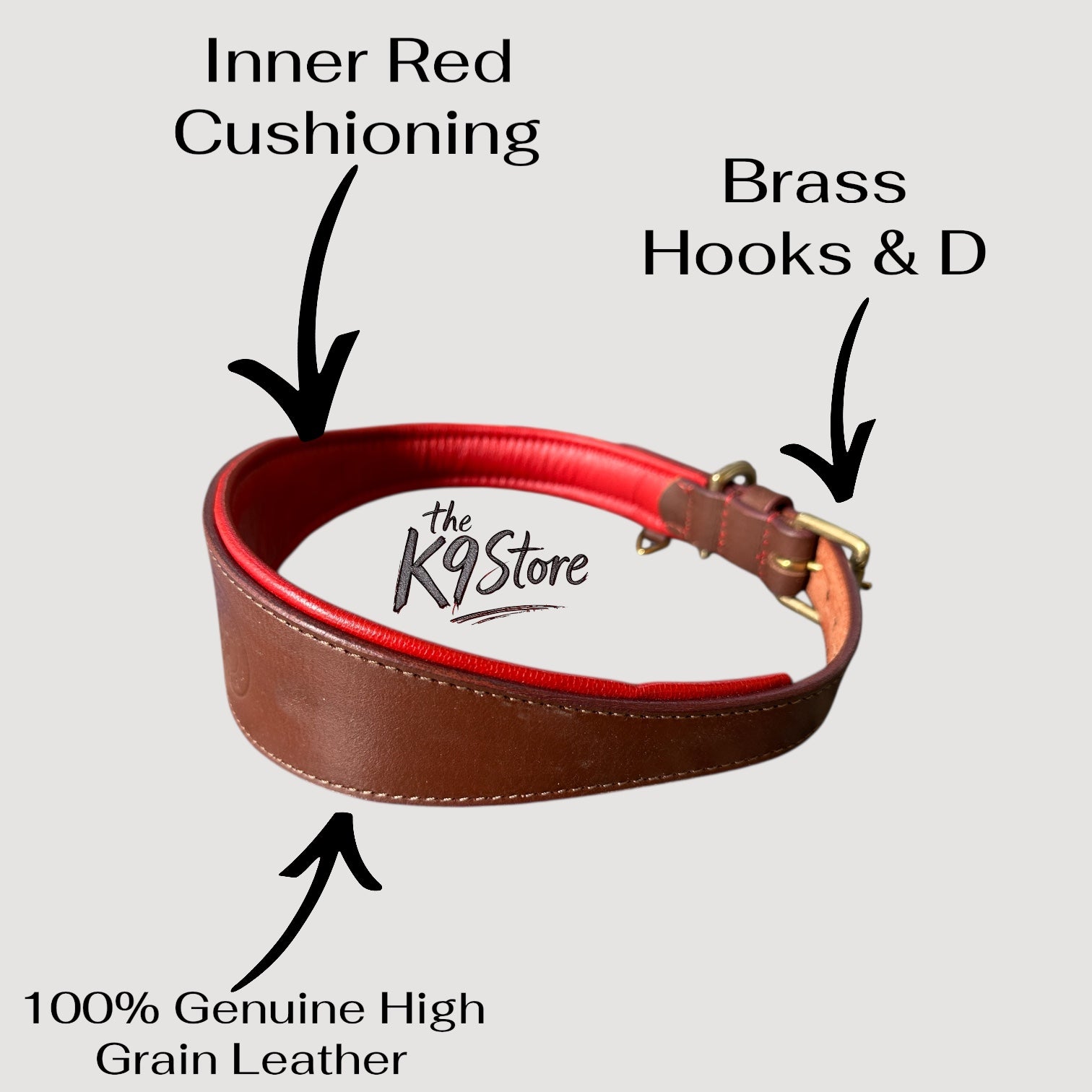Premium Genuine Leather Dog Collar with Cushion Padding | Heavy-Duty Brass Hardware | Large & X-Large | The K9 Store – Hound Collection