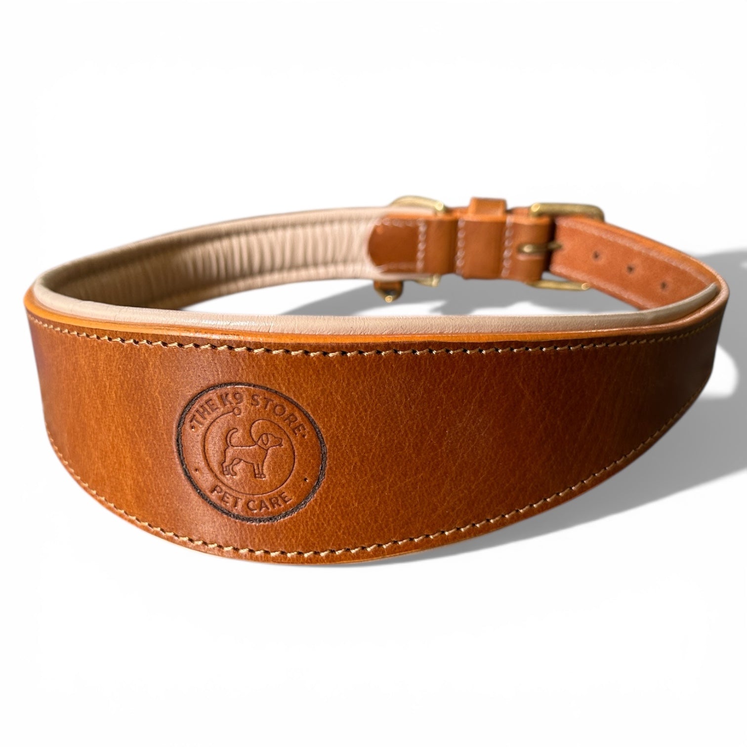 Premium Genuine Leather Dog Collar with Cushion Padding | Heavy-Duty Brass Hardware | Large & X-Large | The K9 Store – Hound Collection