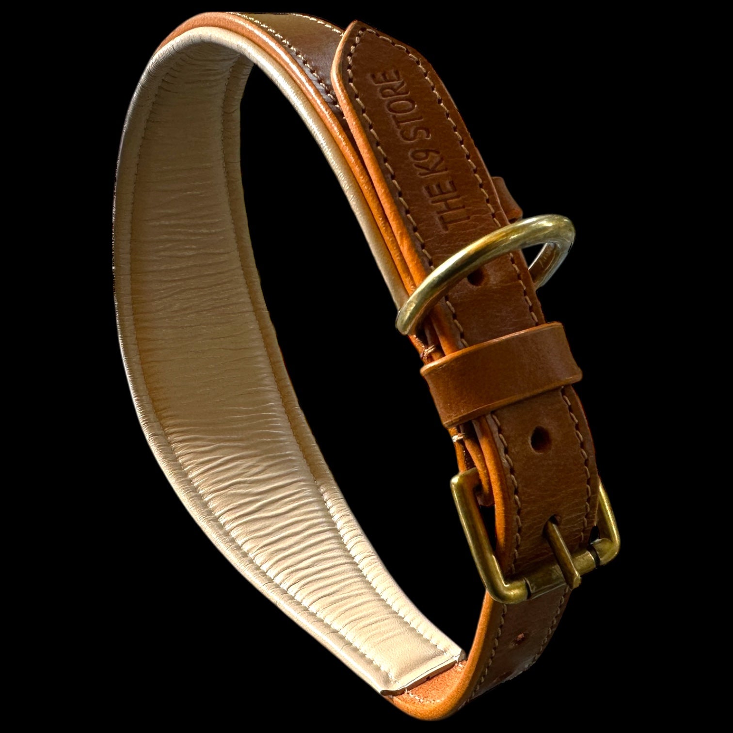 Premium Genuine Leather Dog Collar with Cushion Padding | Heavy-Duty Brass Hardware | Large & X-Large | The K9 Store – Hound Collection