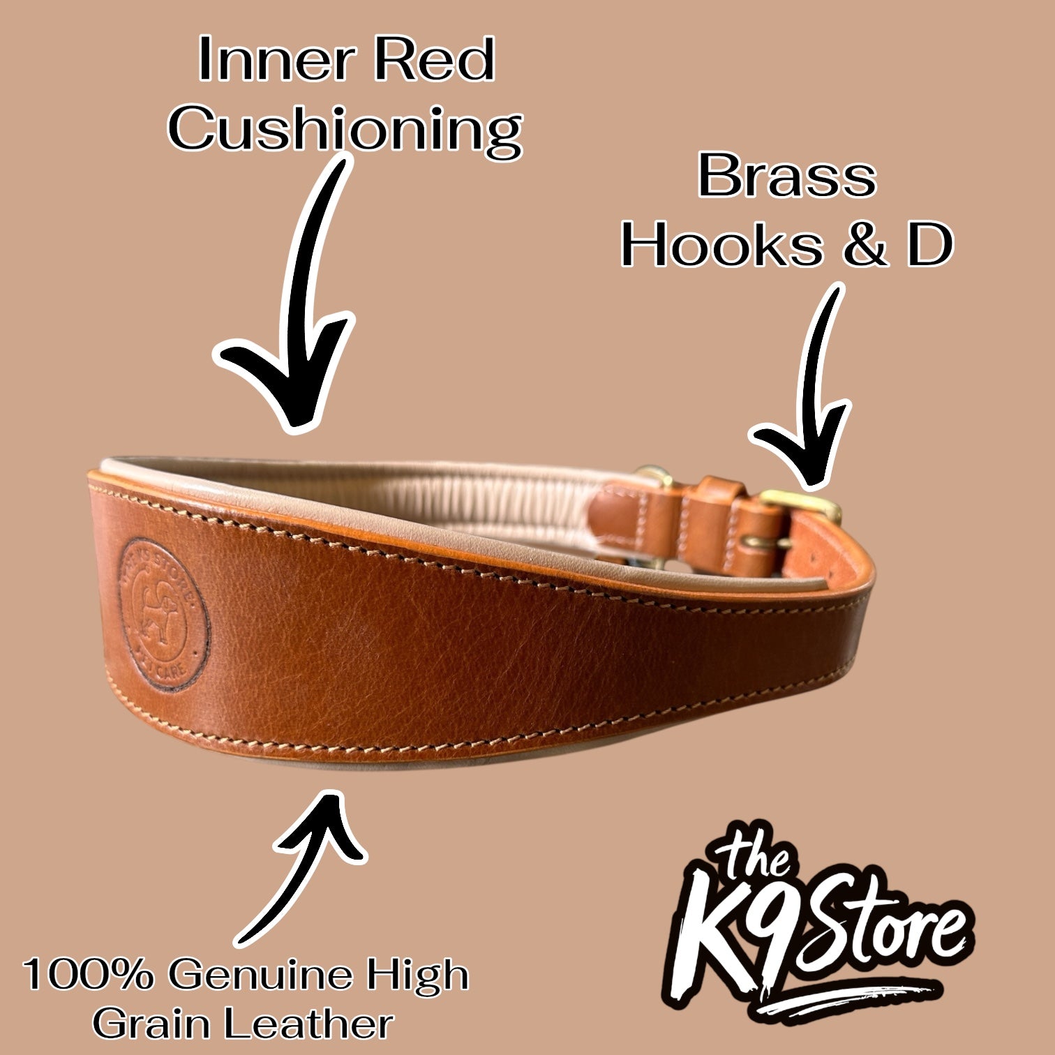 Premium Genuine Leather Dog Collar with Cushion Padding | Heavy-Duty Brass Hardware | Large & X-Large | The K9 Store – Hound Collection