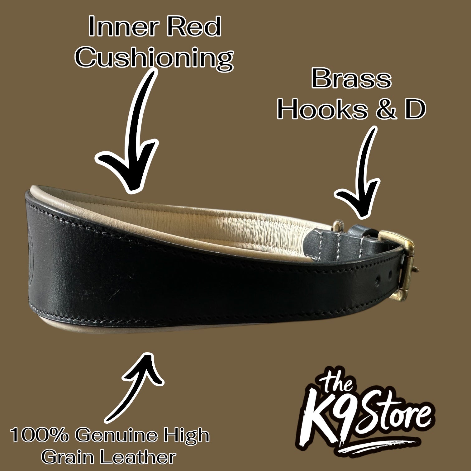 Premium Genuine Leather Dog Collar with Cushion Padding | Heavy-Duty Brass Hardware | Large & X-Large | The K9 Store – Hound Collection