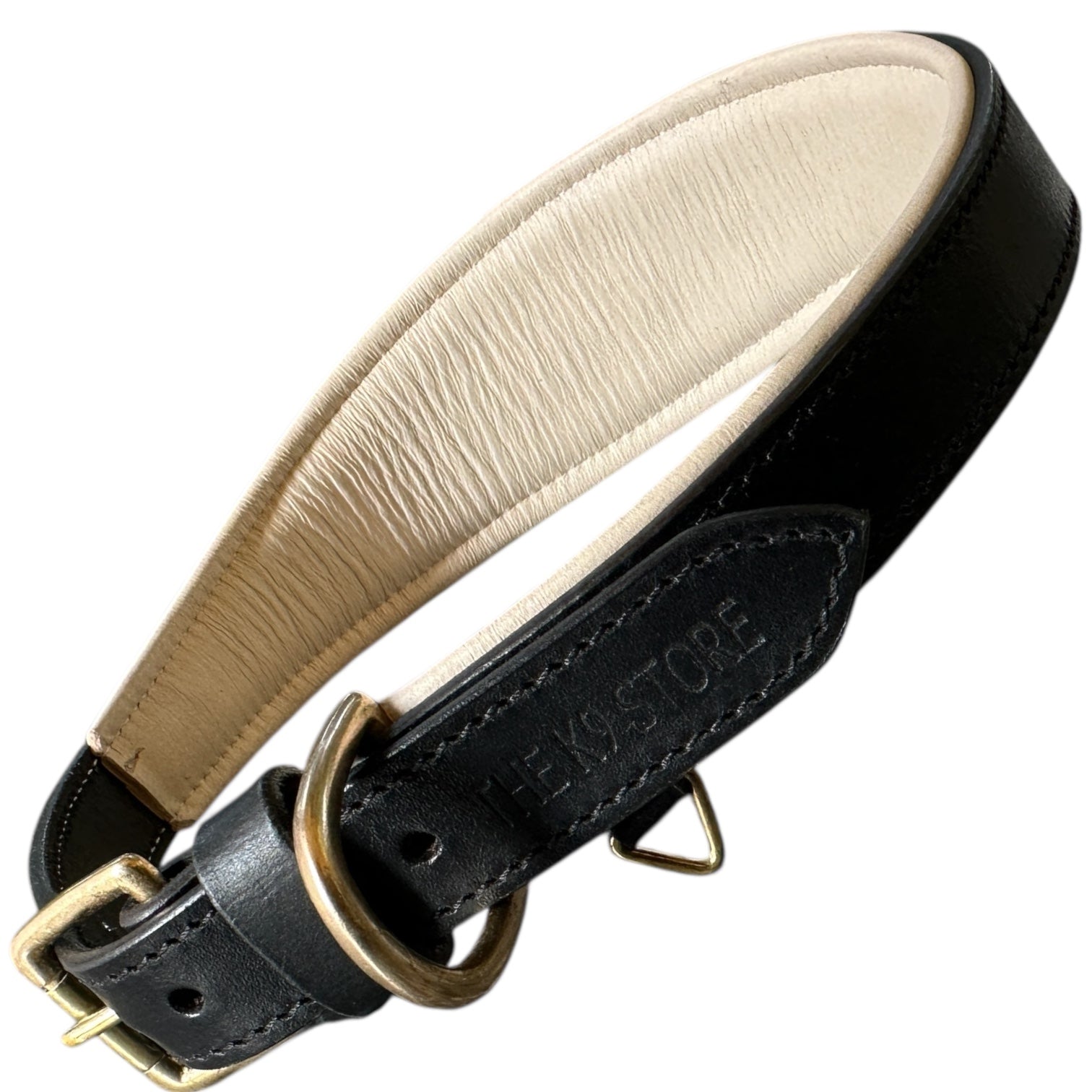 Premium Genuine Leather Dog Collar with Cushion Padding | Heavy-Duty Brass Hardware | Large & X-Large | The K9 Store – Hound Collection